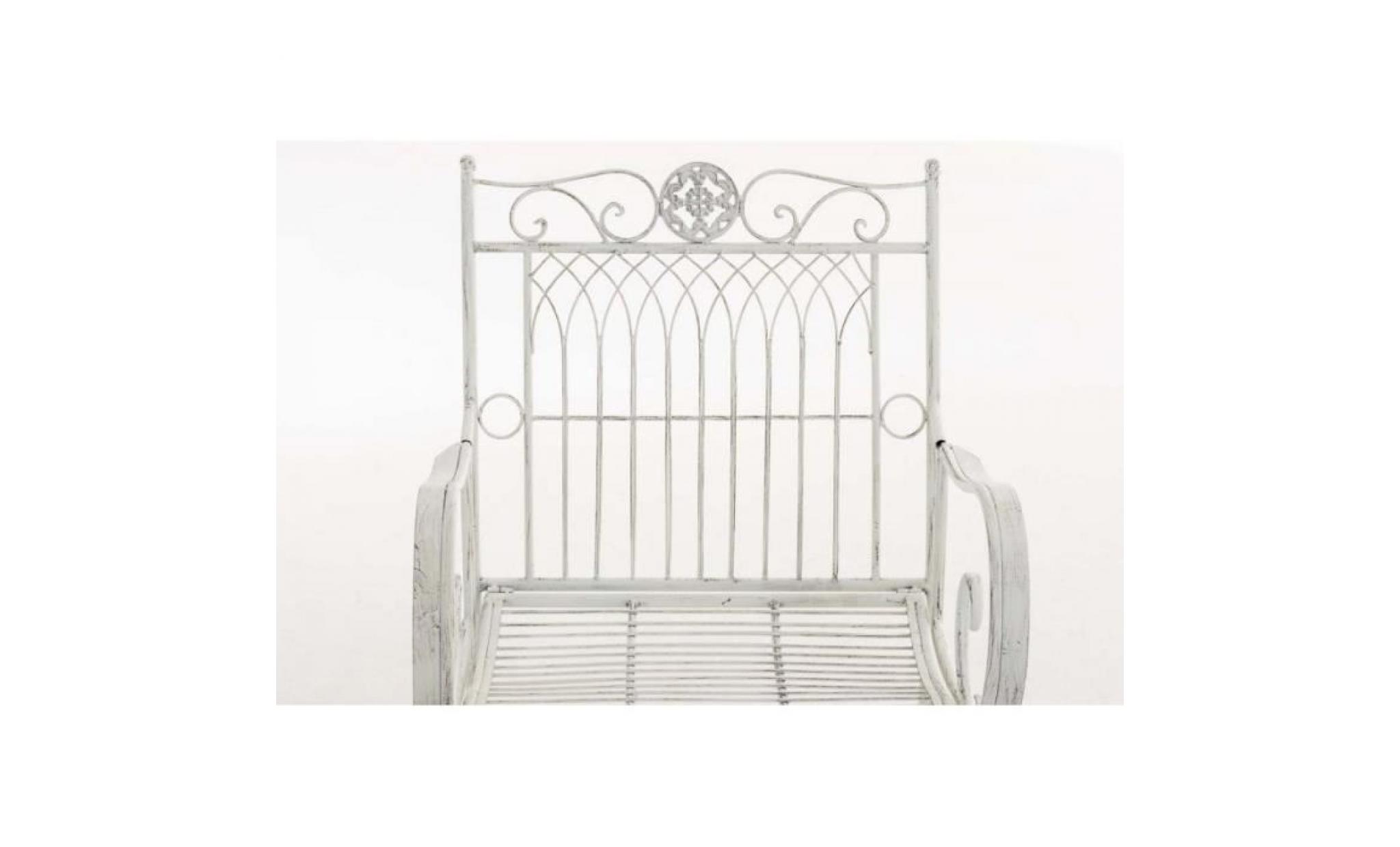 chaise de jardin en métal blanc vieilli avec accoudoir mdj10148 pas cher