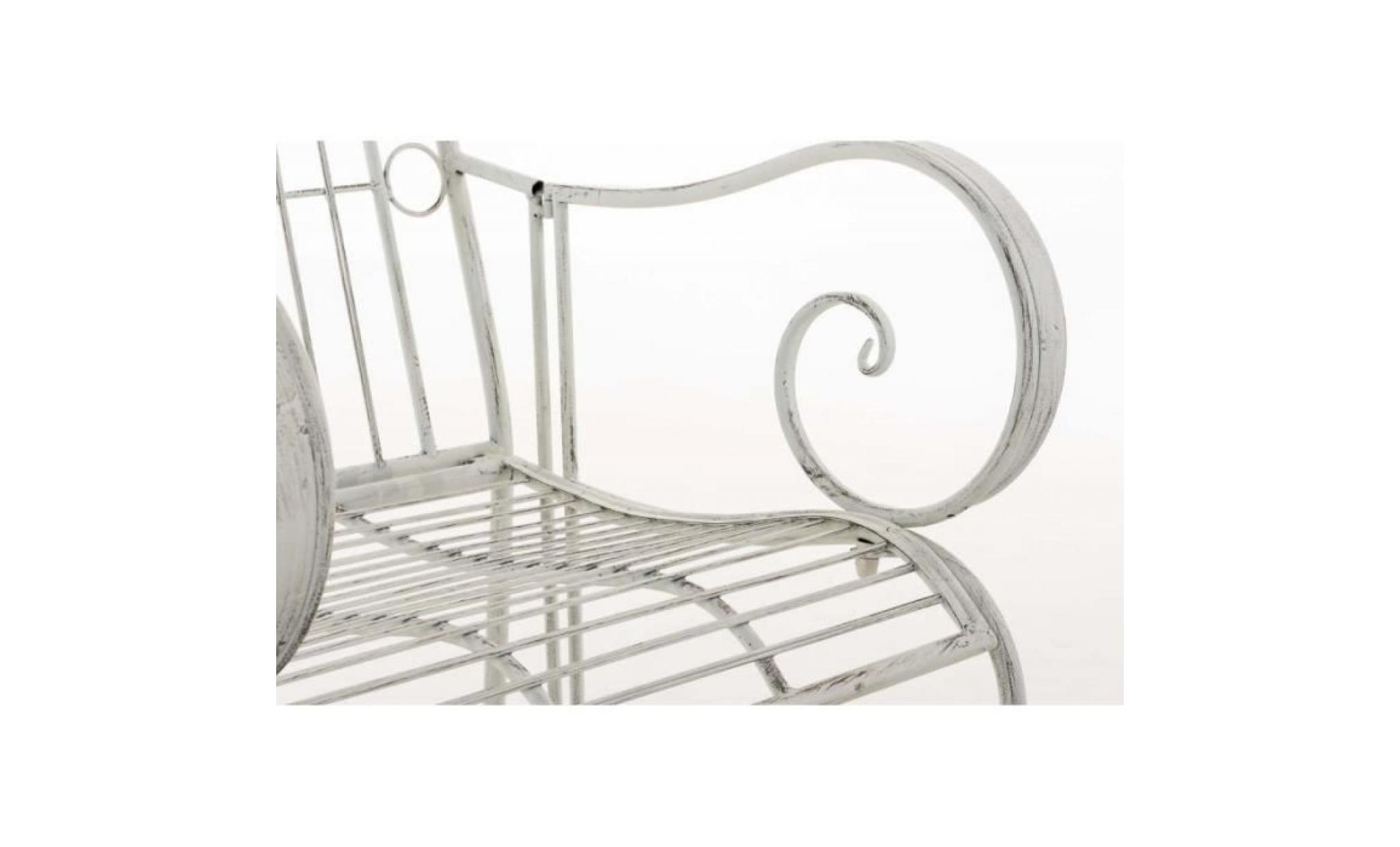 chaise de jardin en métal blanc vieilli avec accoudoir mdj10148 pas cher