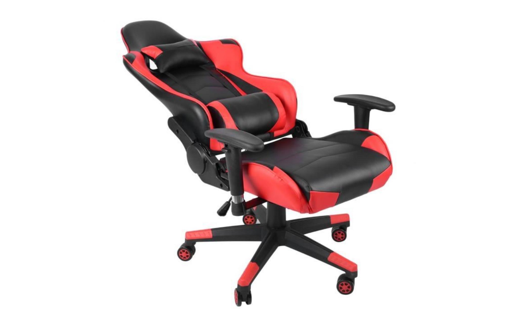 chaise de jeu roulettes à 360 degrés rouge et noir pour bureau