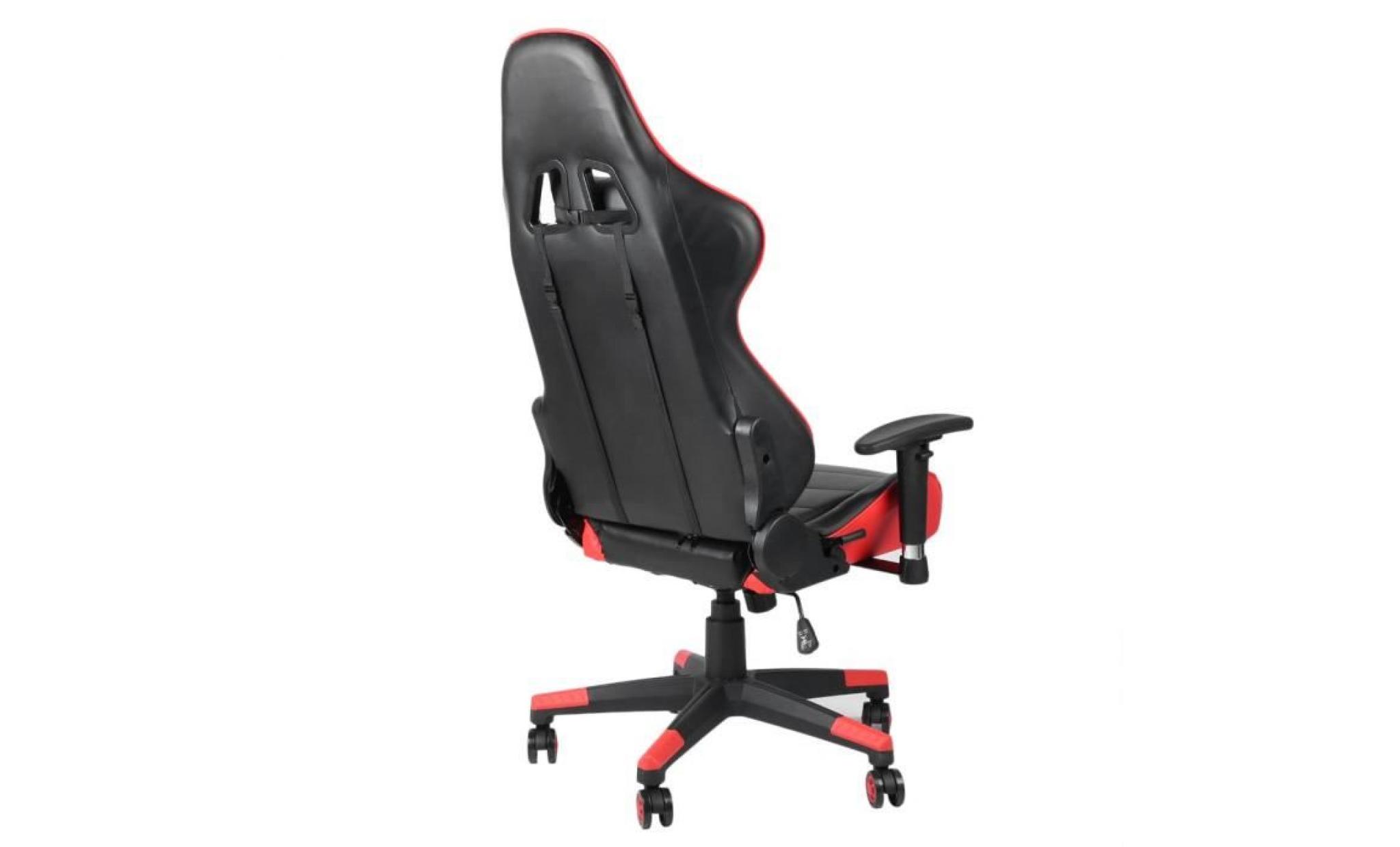 chaise de jeu roulettes à 360 degrés rouge et noir pour bureau pas cher
