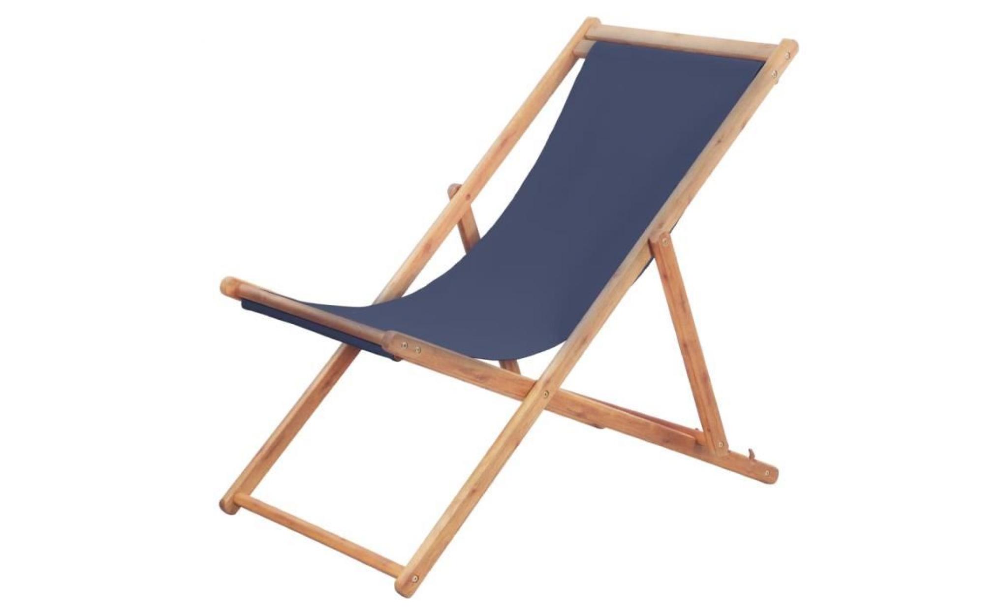 chaise de plage pliante tissu bleu