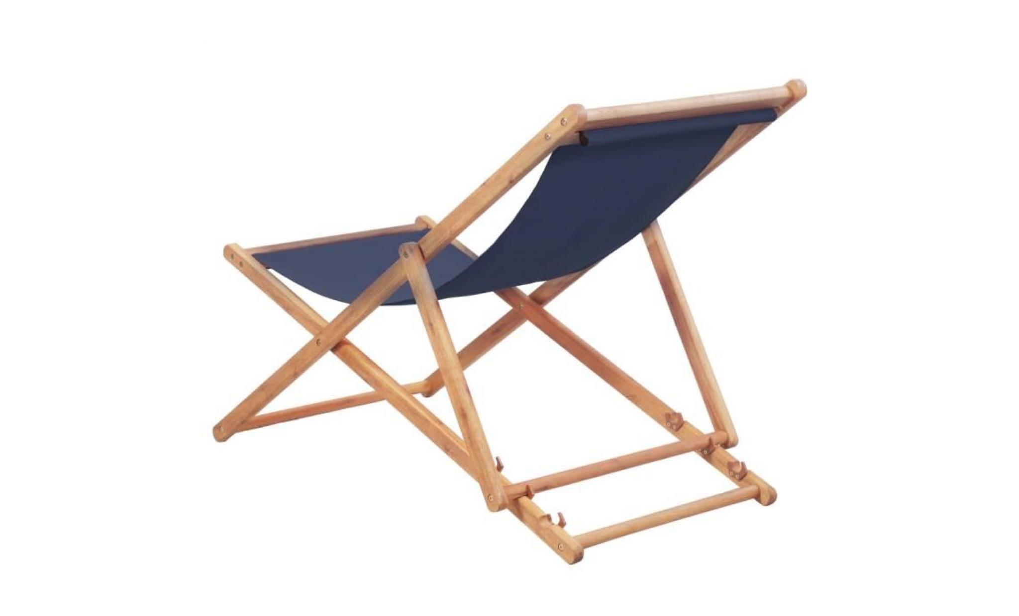 chaise de plage pliante tissu bleu pas cher