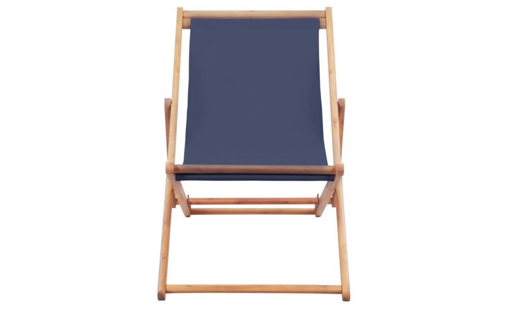 chaise de plage pliante tissu bleu pas cher