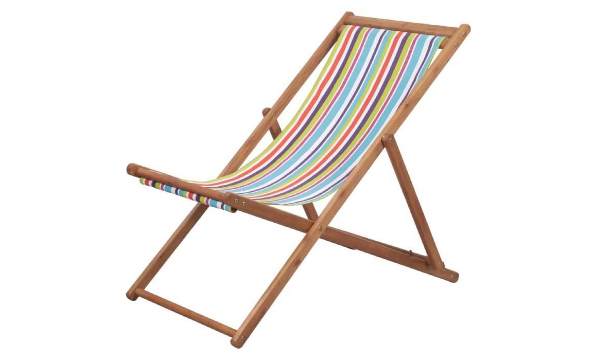 chaise de plage pliante tissu multicolore