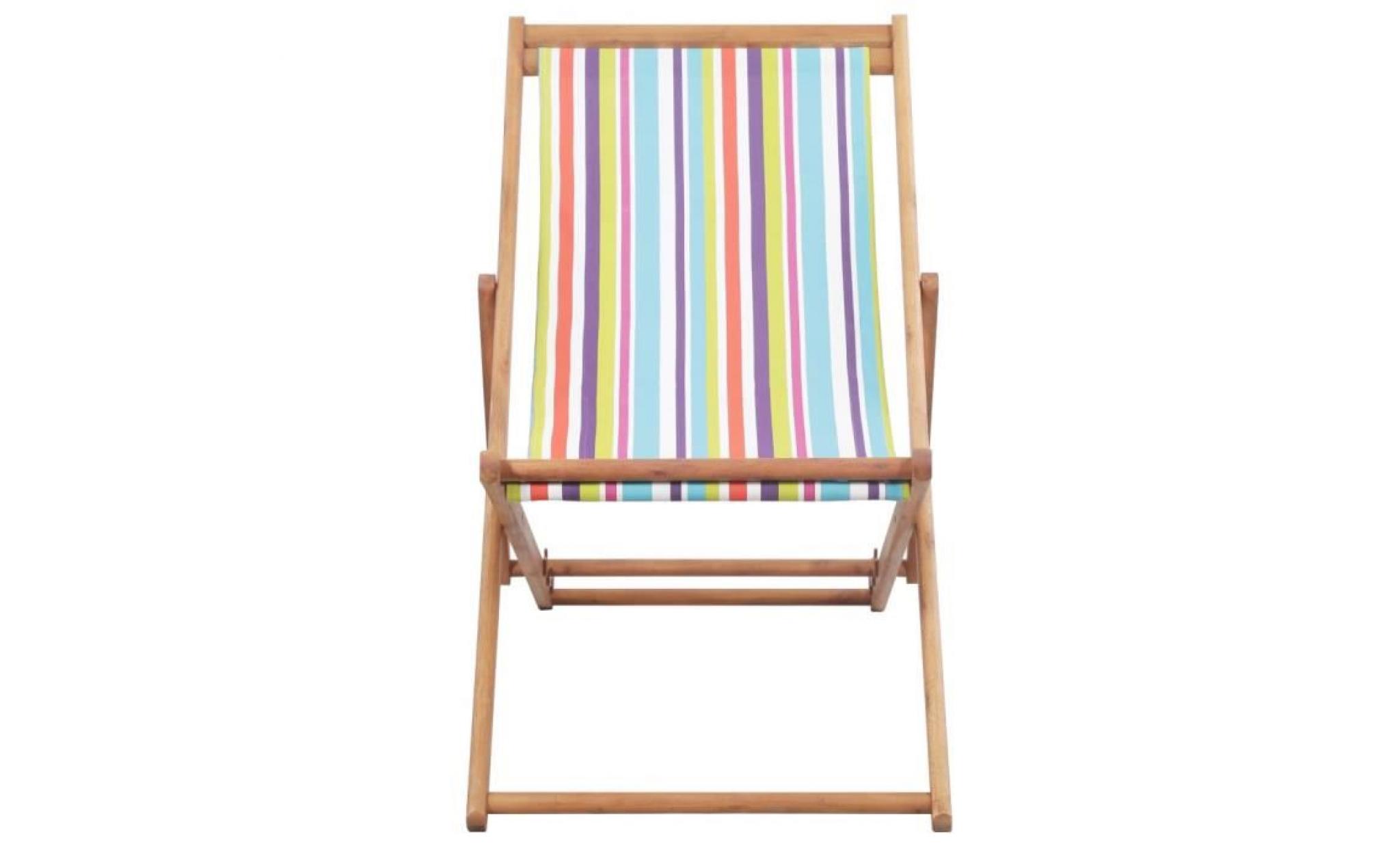 chaise de plage pliante tissu multicolore pas cher