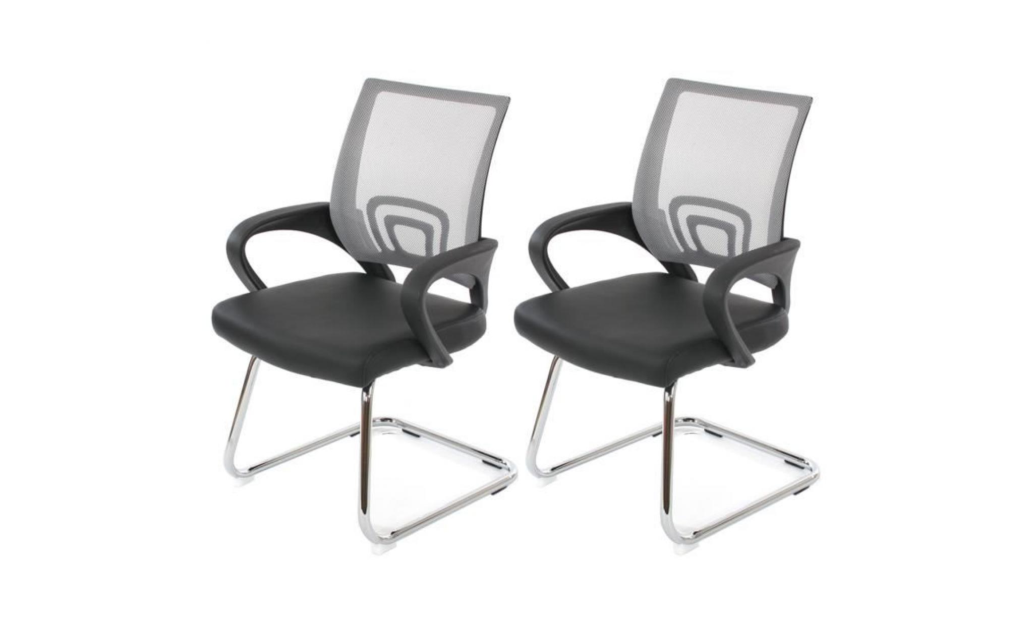 chaise de reunion rosalia x2   cuir synthÉtique gris noir   couleur principale:gris