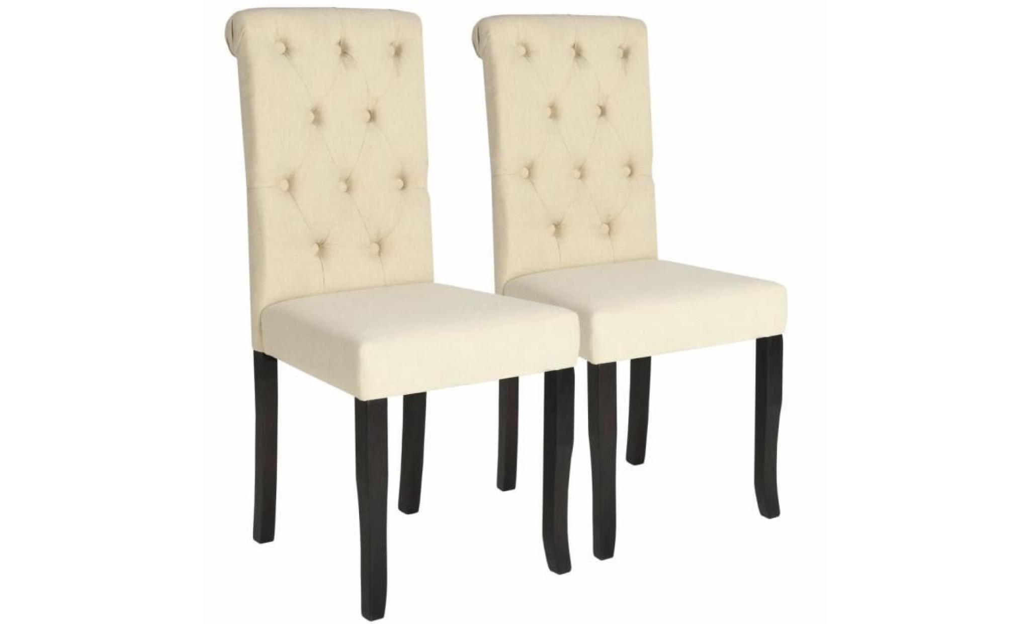 chaise de salle à manger 2 pcs bois massif couleur crème