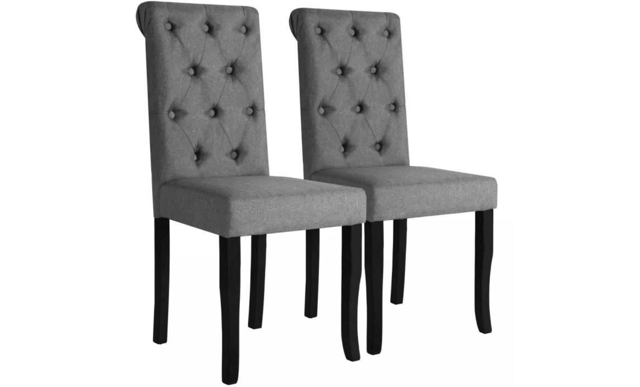 chaise de salle à manger 2 pcs bois massif gris foncé lot de 2 chaises chaise scandinave contemporain ensemble de chaises