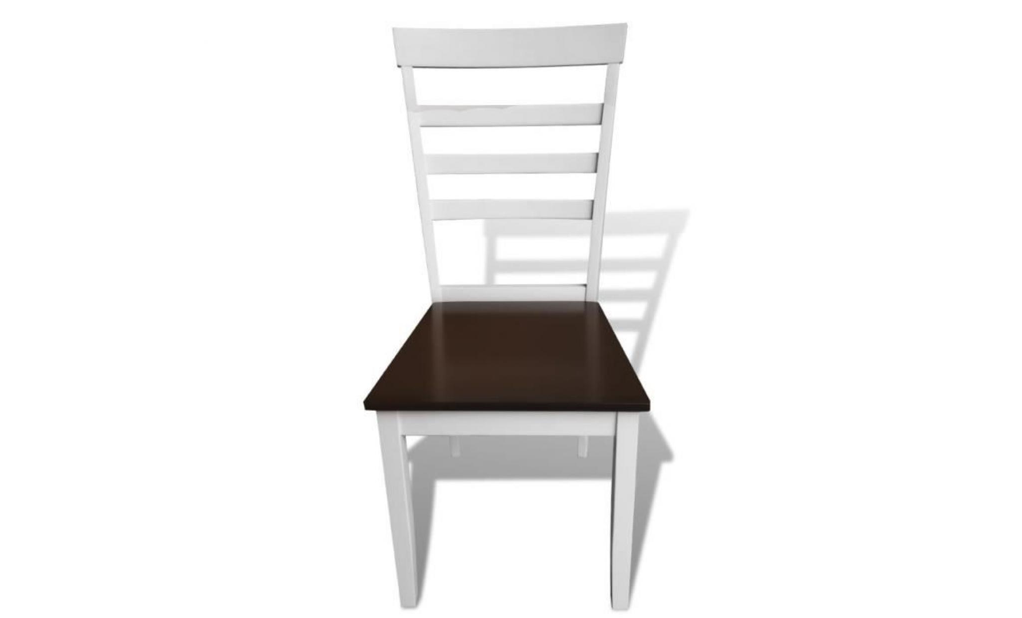 chaise de salle à manger 2 pcs bois massif marron et blanc pas cher