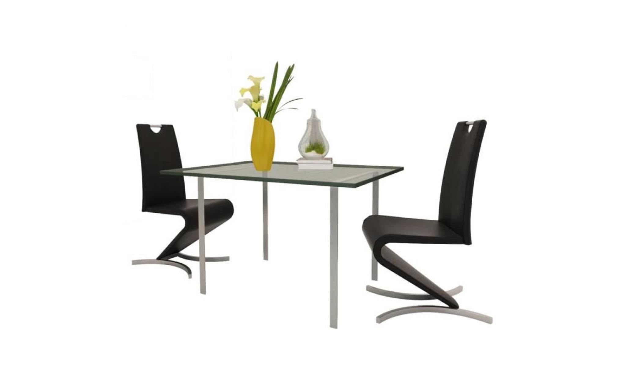 chaise de salle à manger 2 pcs forme d'h cuir synthétique noir