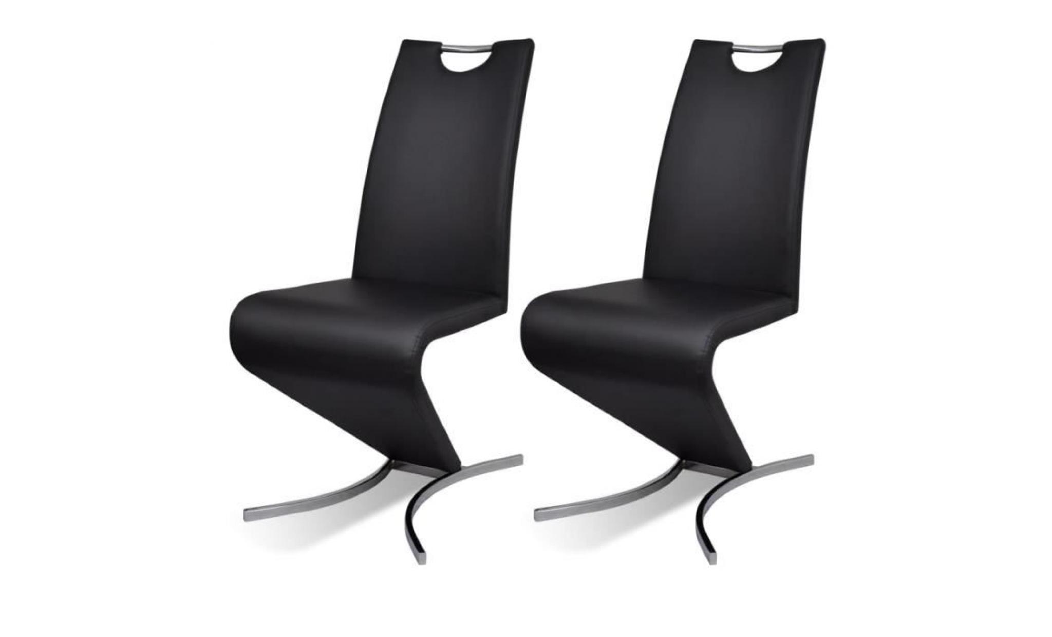 chaise de salle à manger 2 pcs forme d'h cuir synthétique noir pas cher