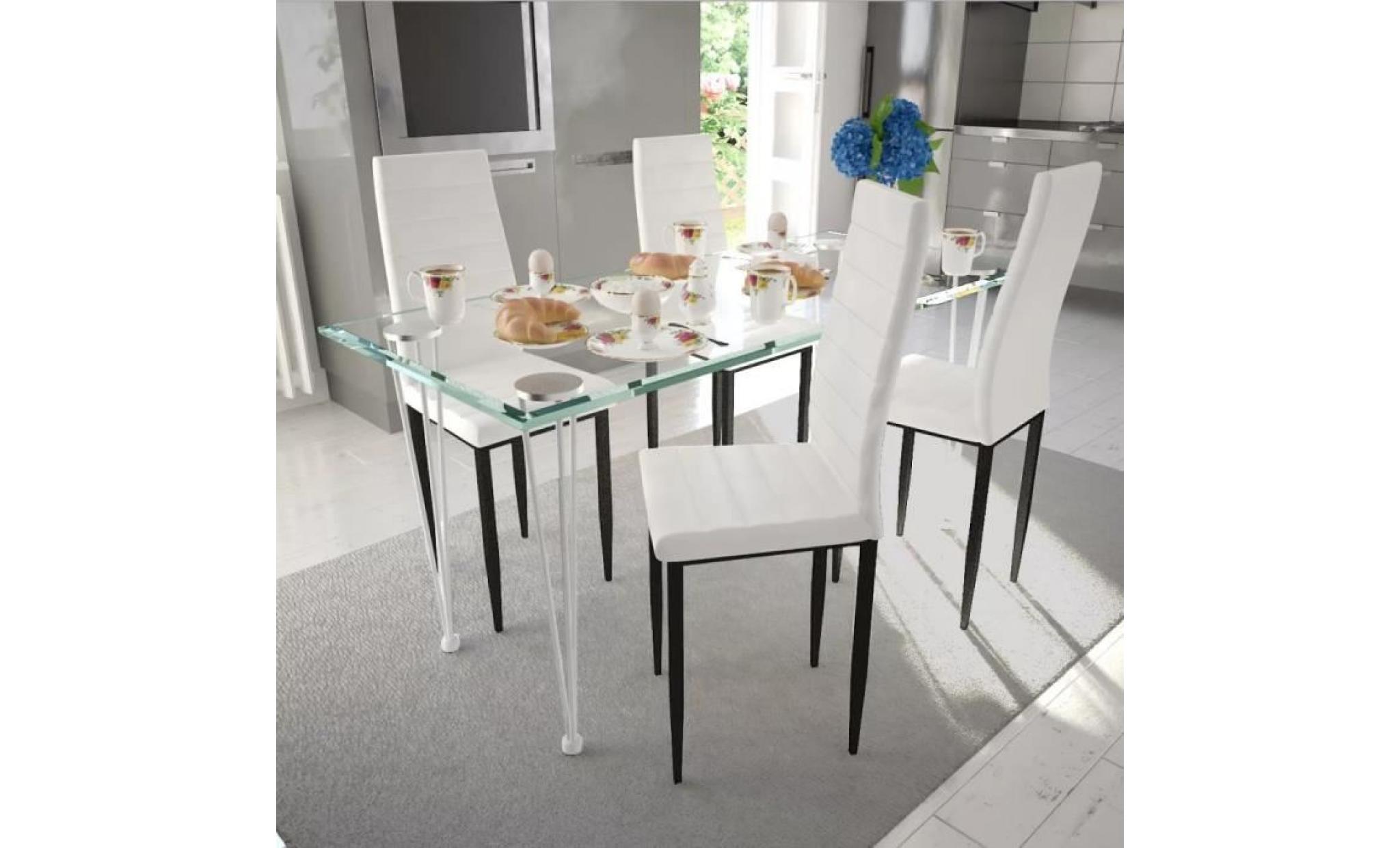 chaise de salle à manger 4 pcs cuisine contemporain design fin41 x 51 x 98 cm (l x p x h) blanc