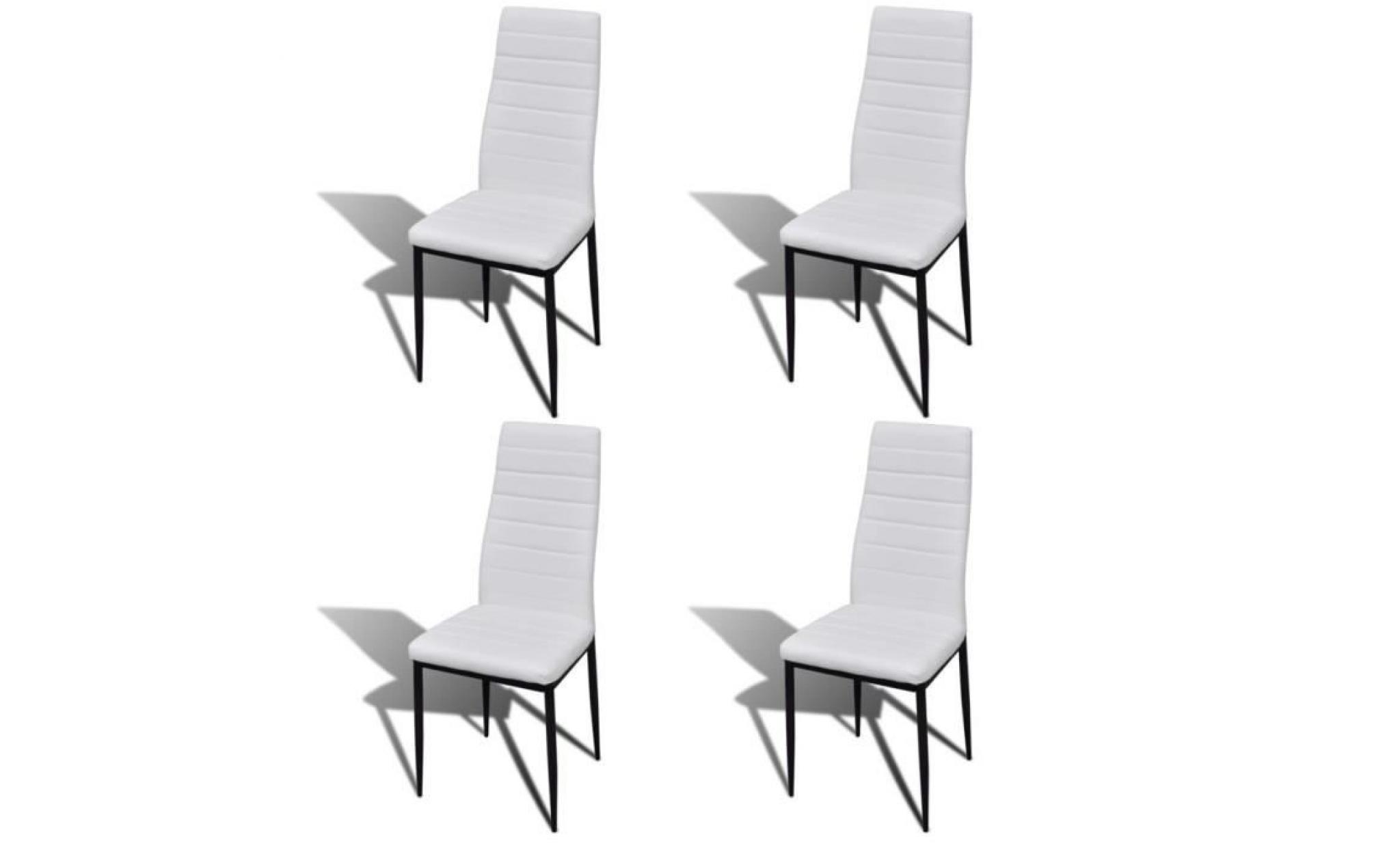 chaise de salle à manger 4 pcs cuisine contemporain design fin41 x 51 x 98 cm (l x p x h) blanc pas cher