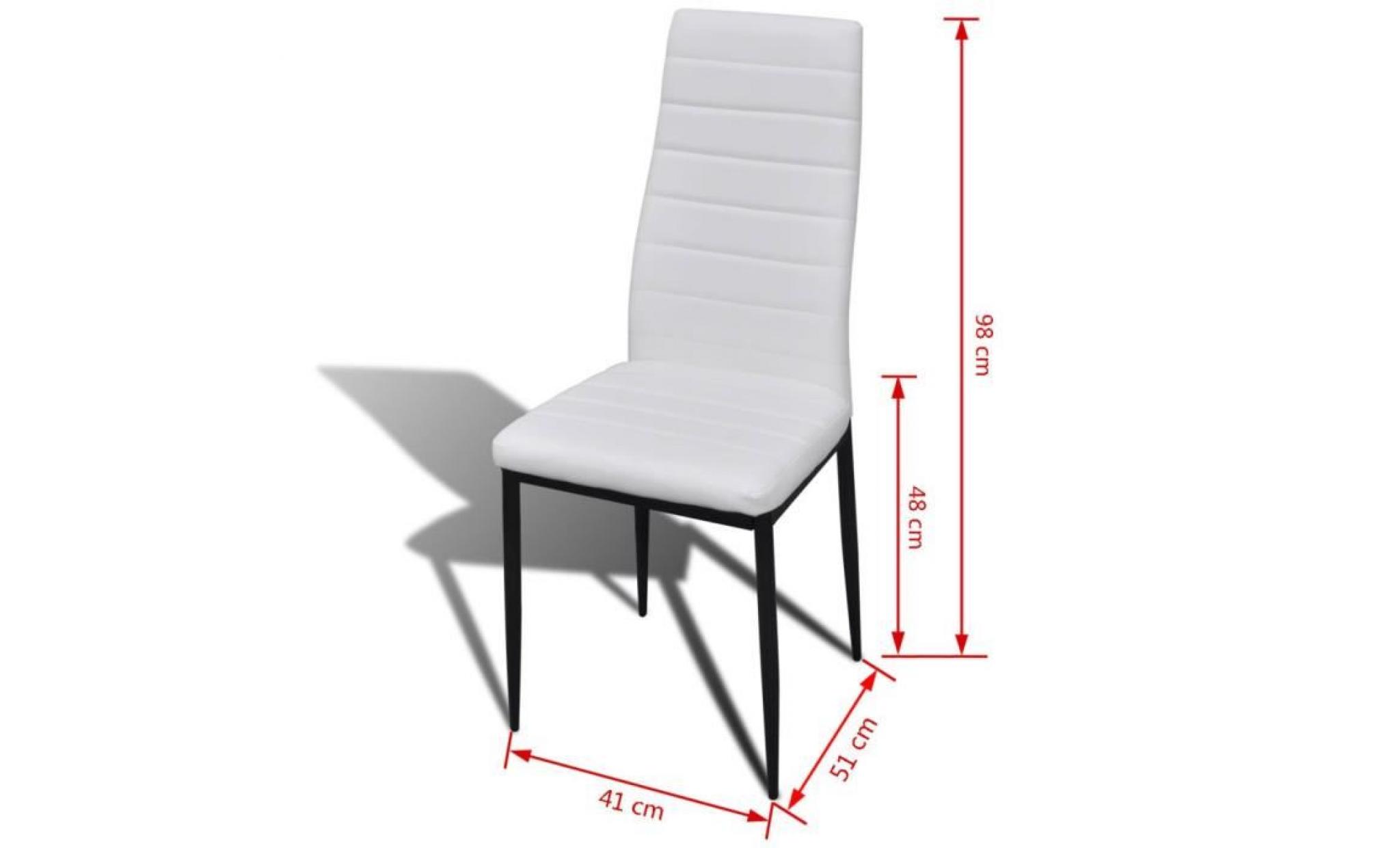 chaise de salle à manger 4 pcs cuisine contemporain design fin41 x 51 x 98 cm (l x p x h) blanc pas cher