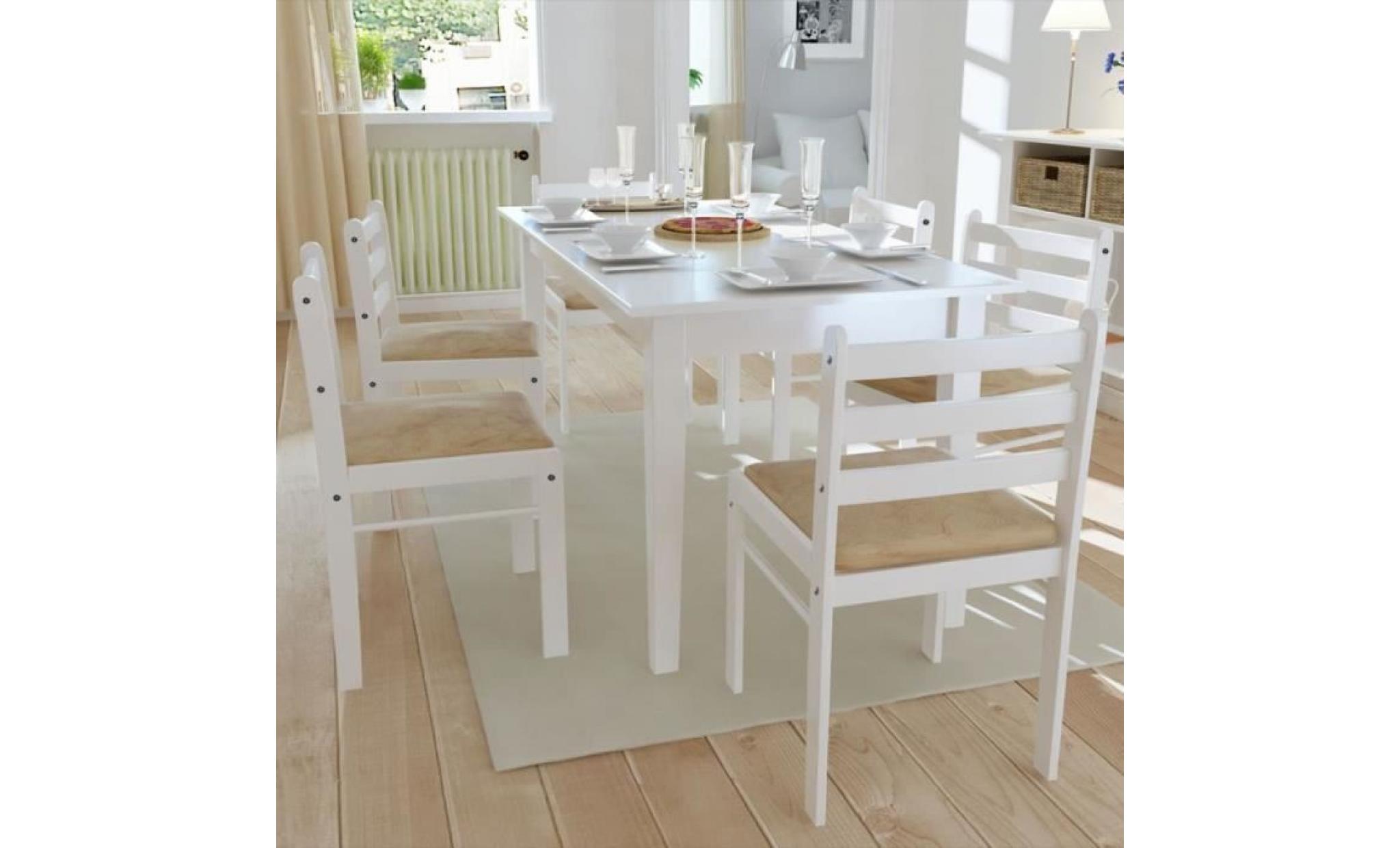 chaise de salle à manger 6 pcs carrée bois blanc style contemporain