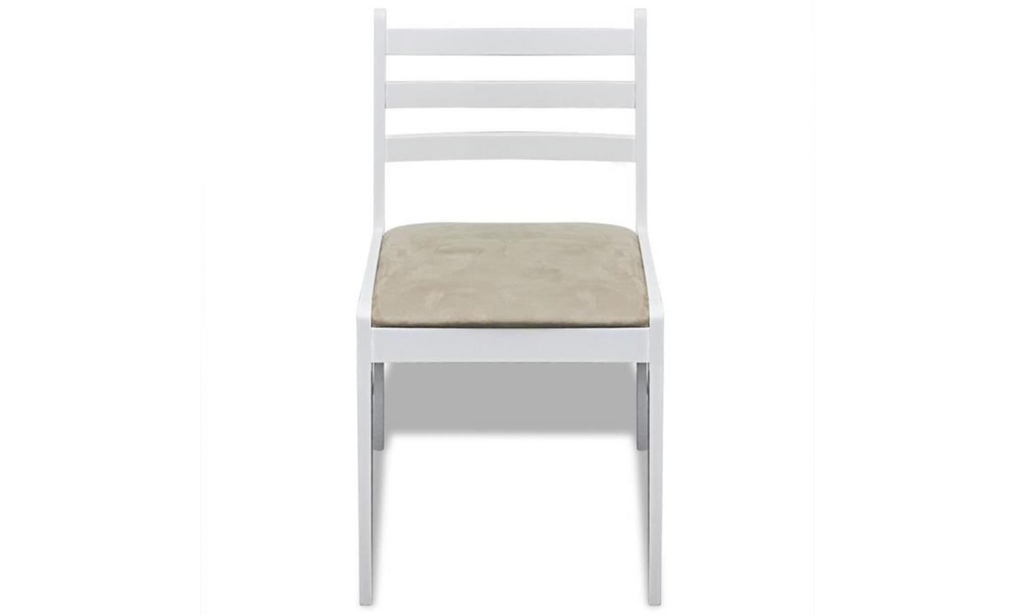 chaise de salle à manger 6 pcs carrée bois blanc style contemporain pas cher