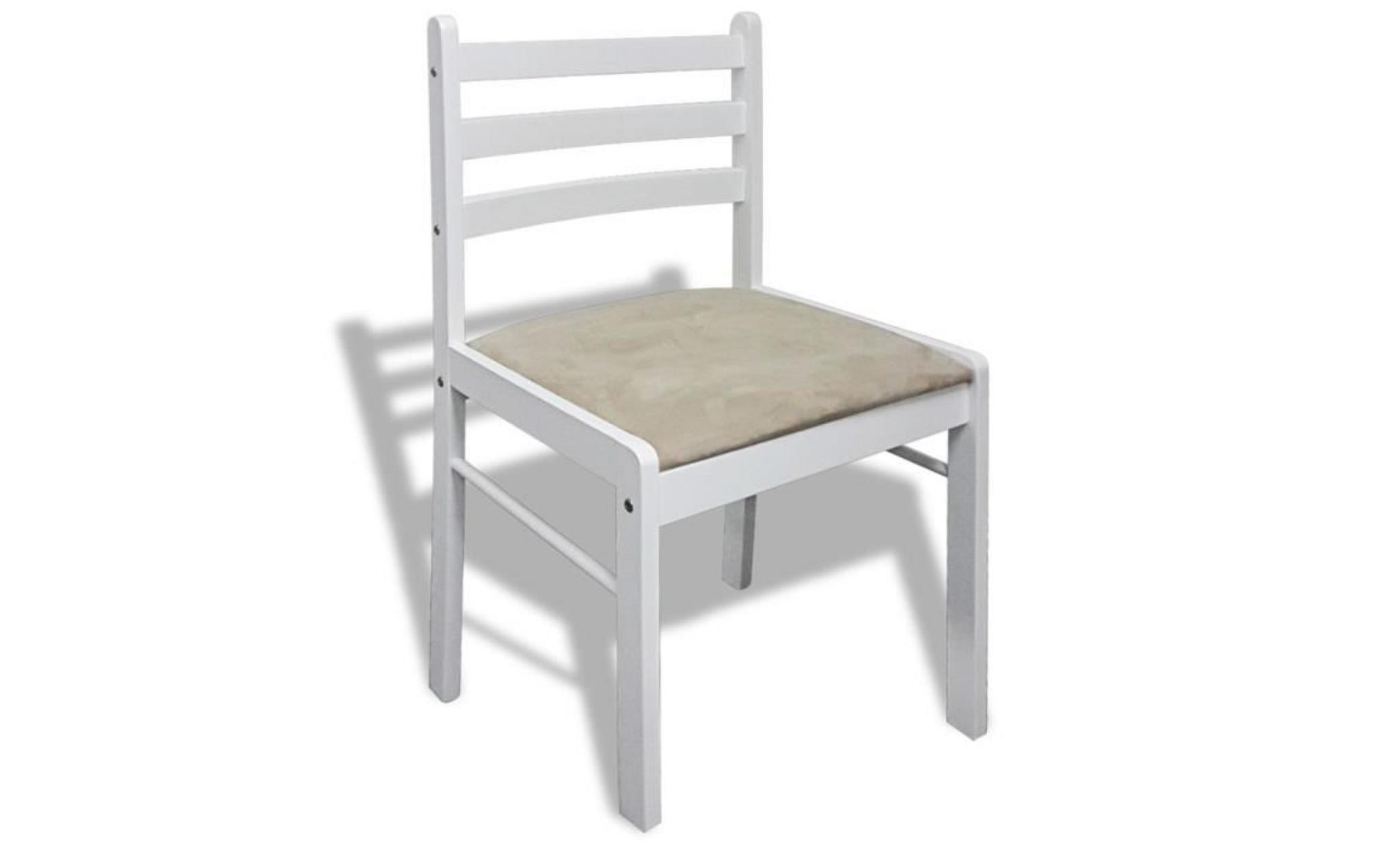 chaise de salle à manger 6 pcs carrée bois blanc style contemporain pas cher