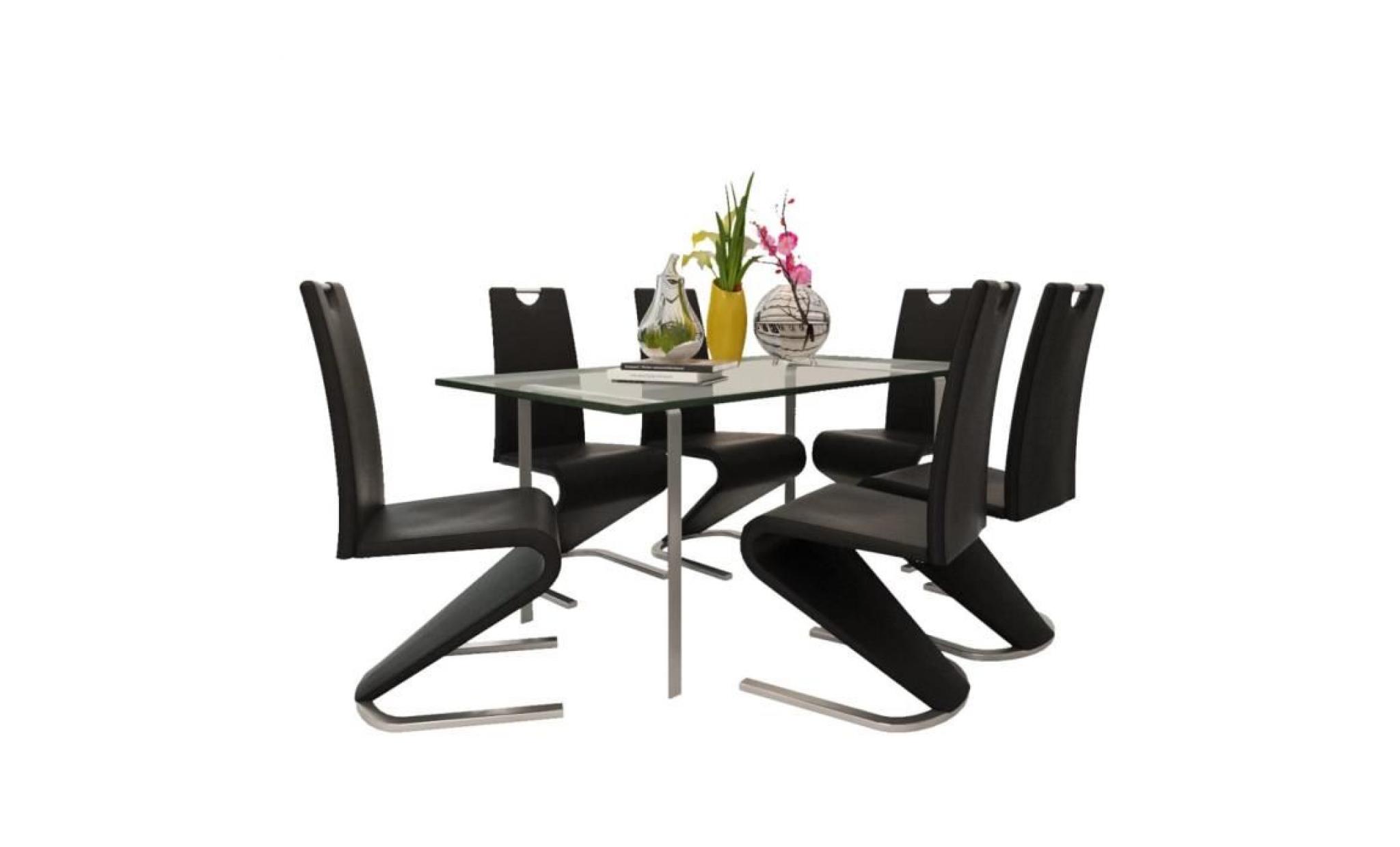chaise de salle à manger 6pcs cantilever cuir synthétique noir