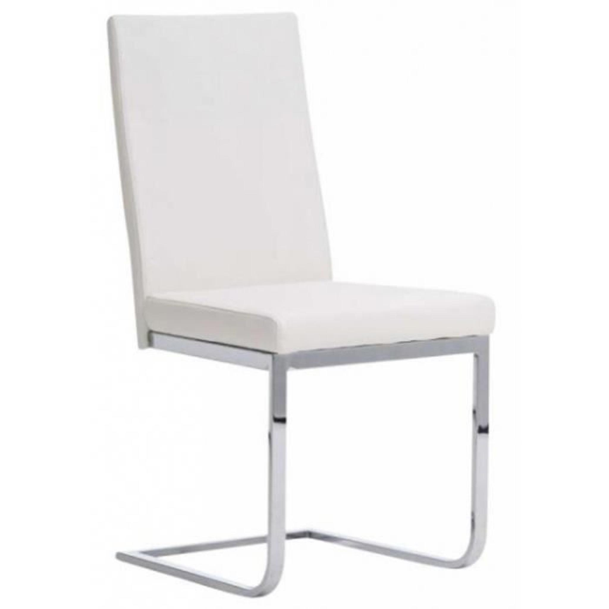 Chaise de salle à manger Blanc en similicuir, Dim: H106 x L45 x P52 cm