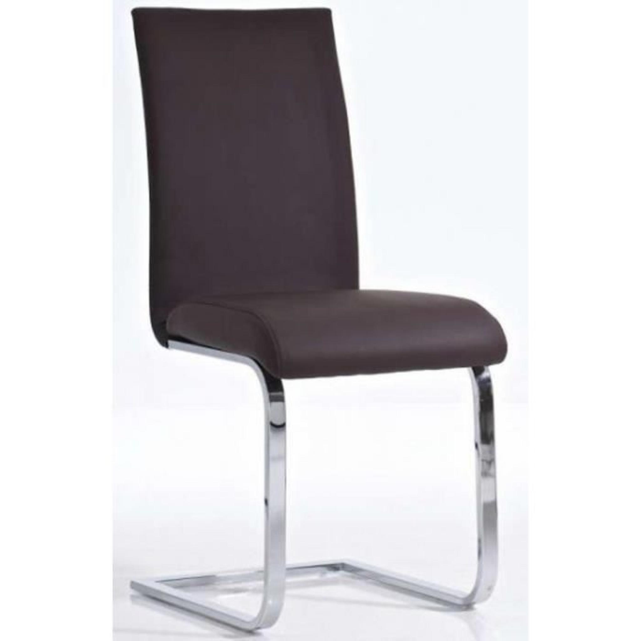 Chaise de salle à manger cantilever en similicuir coloris brun, Dim: H95 x L43 x P52 cm