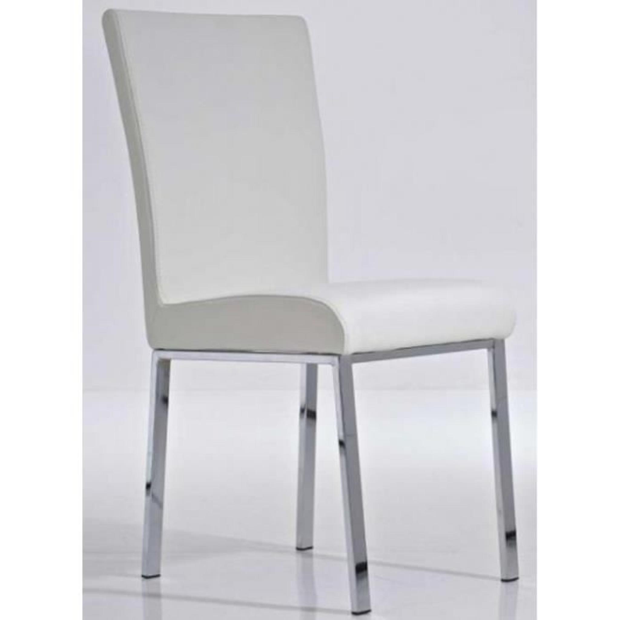 Chaise de salle à manger coloris blanc en similicuir, Dim: H92 x L45 x P53 cm