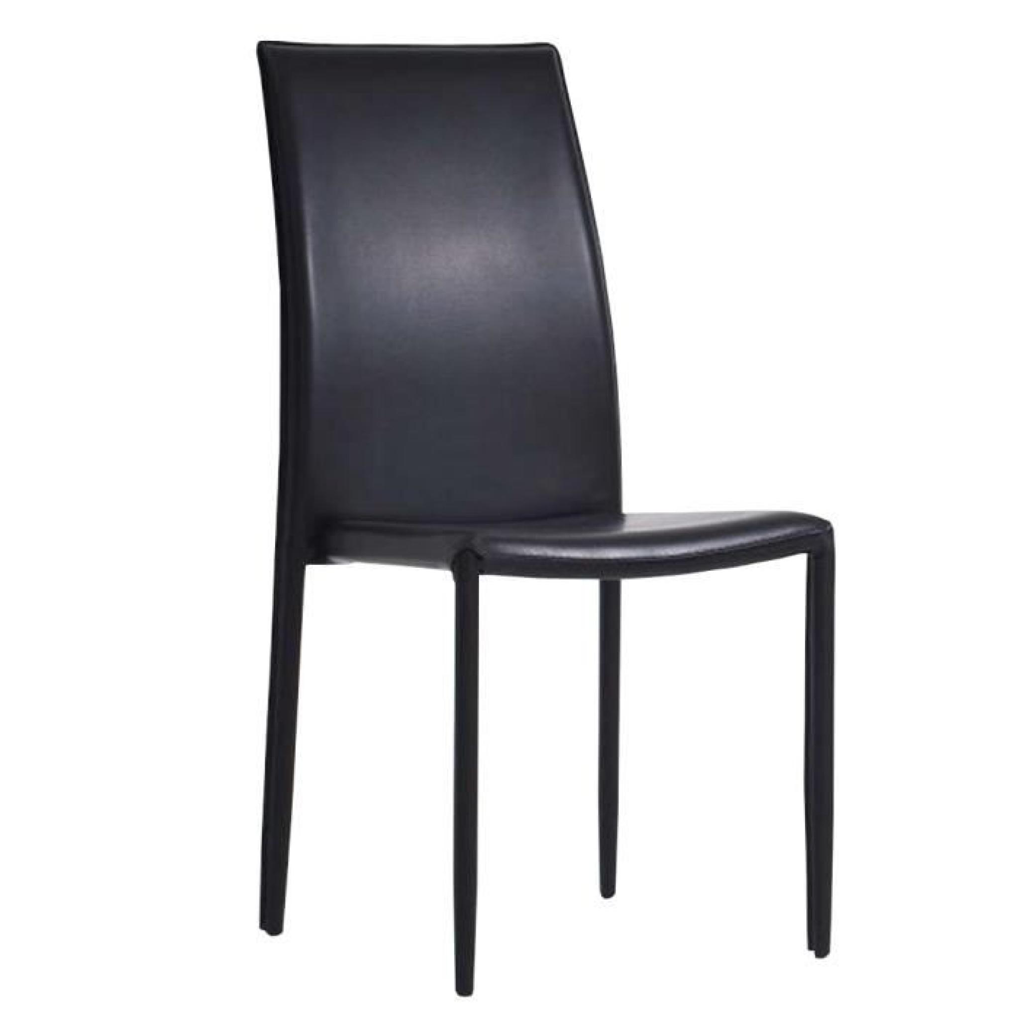 Chaise de salle à manger empilable Noir en similicuir, Dim: H96 x L43 x P40 cm