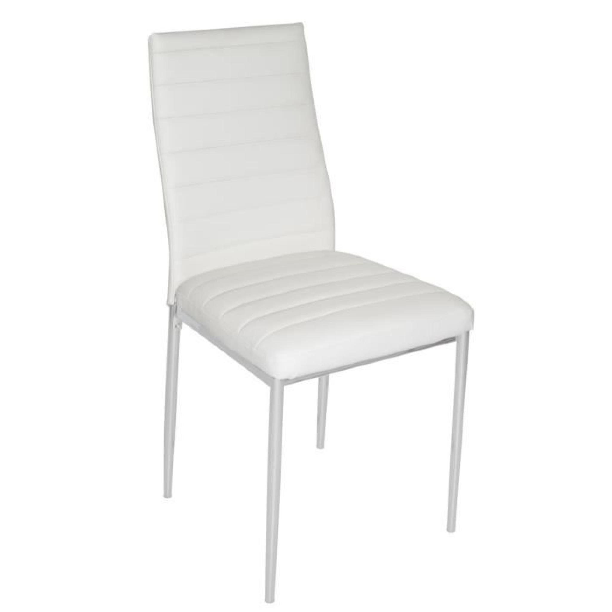 Chaise de salon blanche avec pieds en acier Argent, 430 x 425 x 930 mm