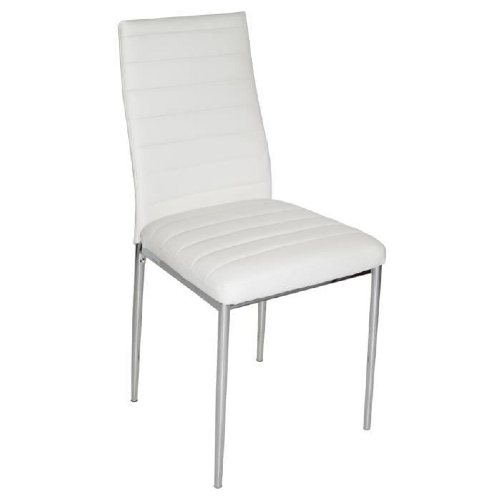 Chaise de salon blanche avec pieds garniture chromée, 430 x 425 x 930 mm