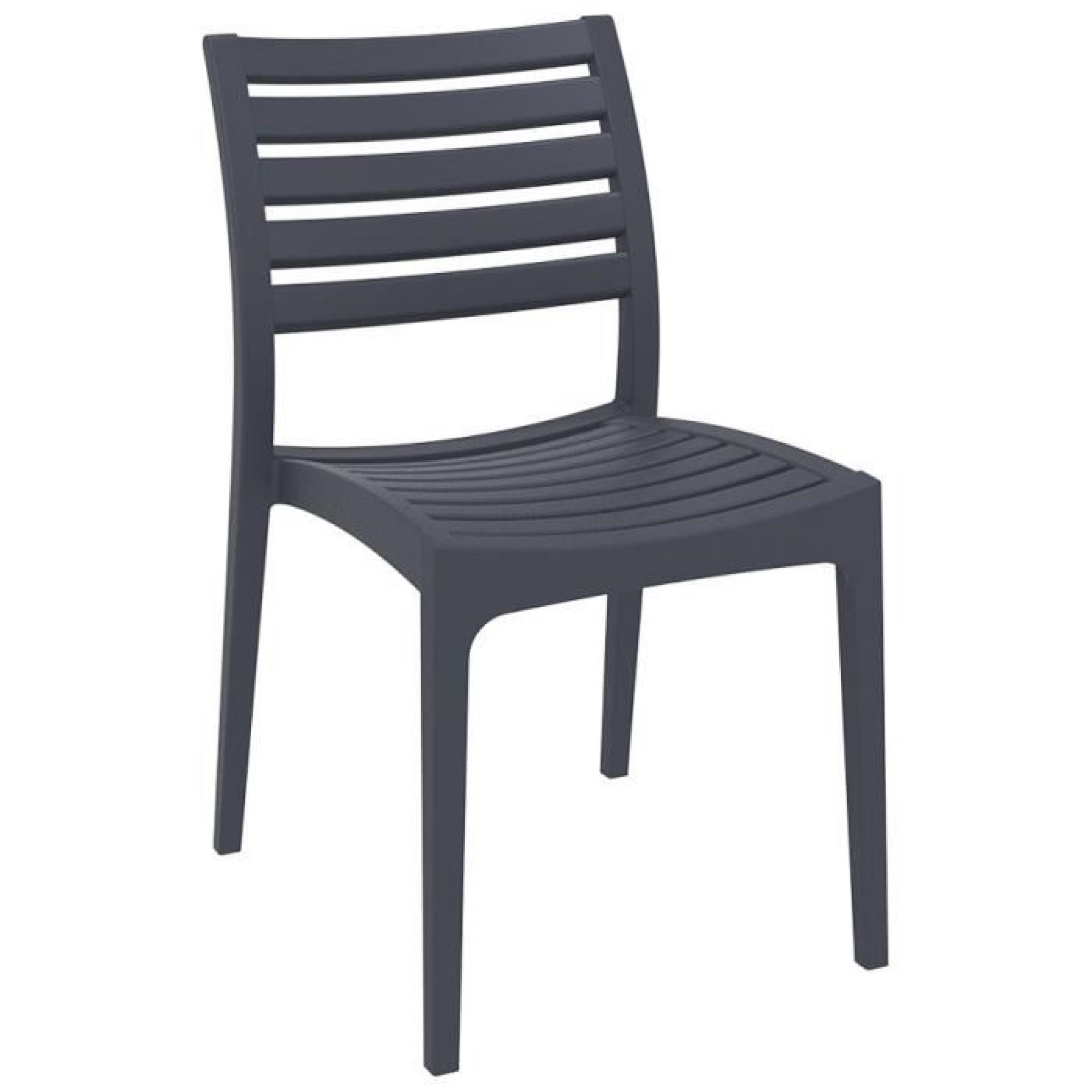 Chaise de terrasse 'PRIMO' design grise foncée pas cher