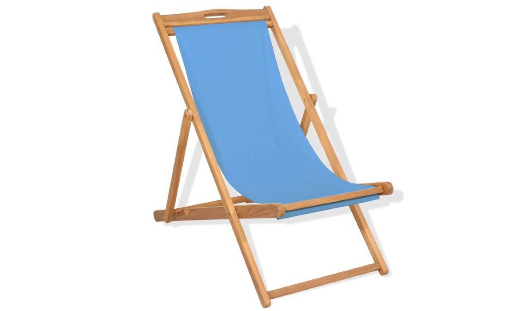 chaise de terrasse teck chaise de jardin 56 x 105 x 96 cm bleu