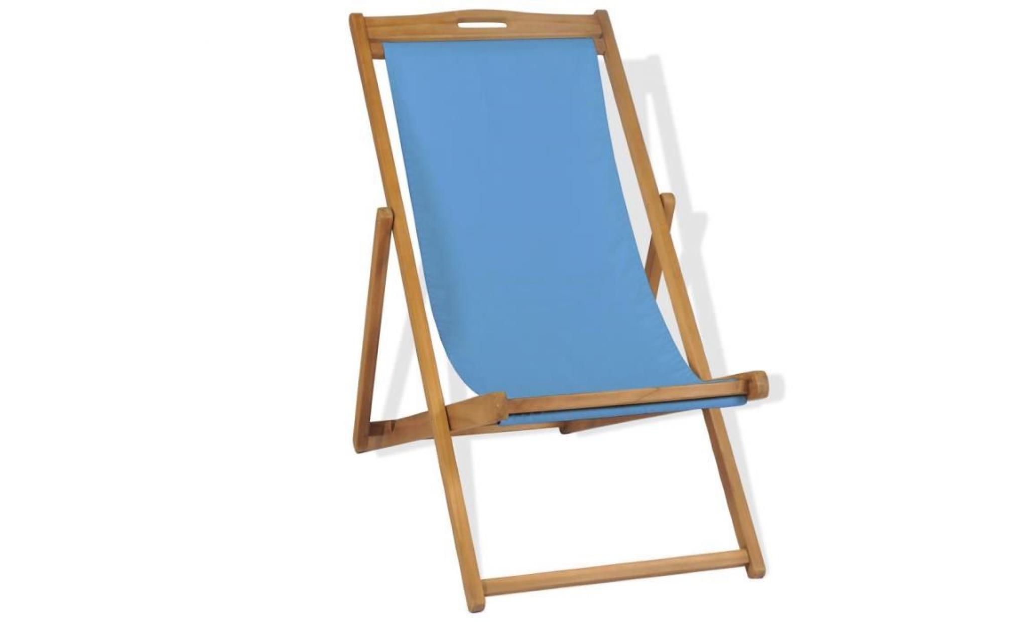 chaise de terrasse teck chaise de jardin 56 x 105 x 96 cm bleu pas cher