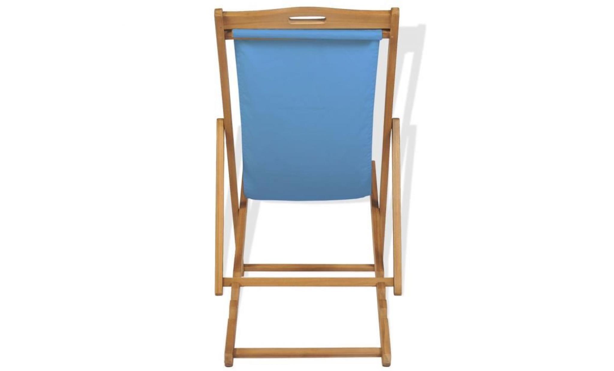 chaise de terrasse teck chaise de jardin 56 x 105 x 96 cm bleu pas cher