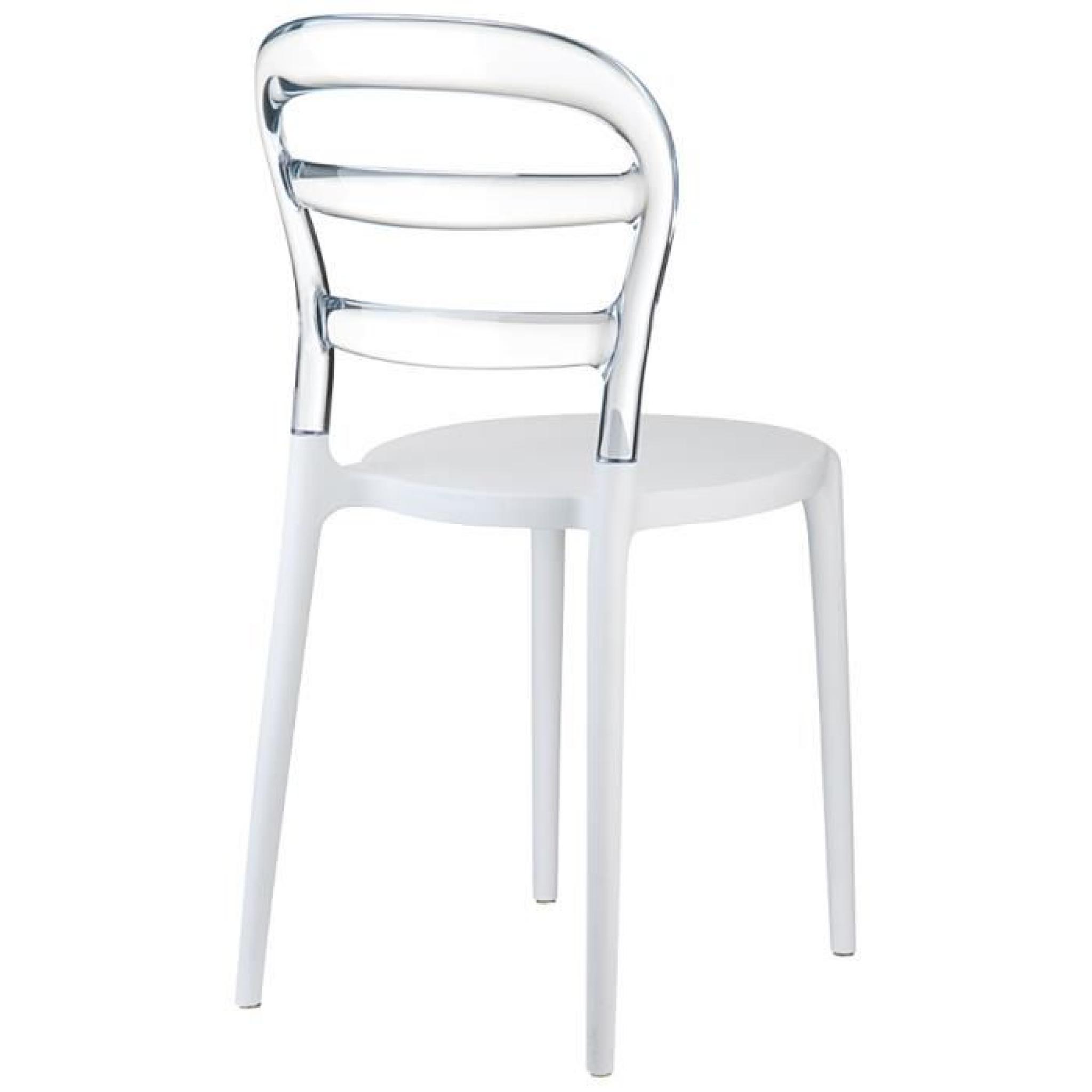 Chaise design 'BARO' blanche et transparente en... pas cher