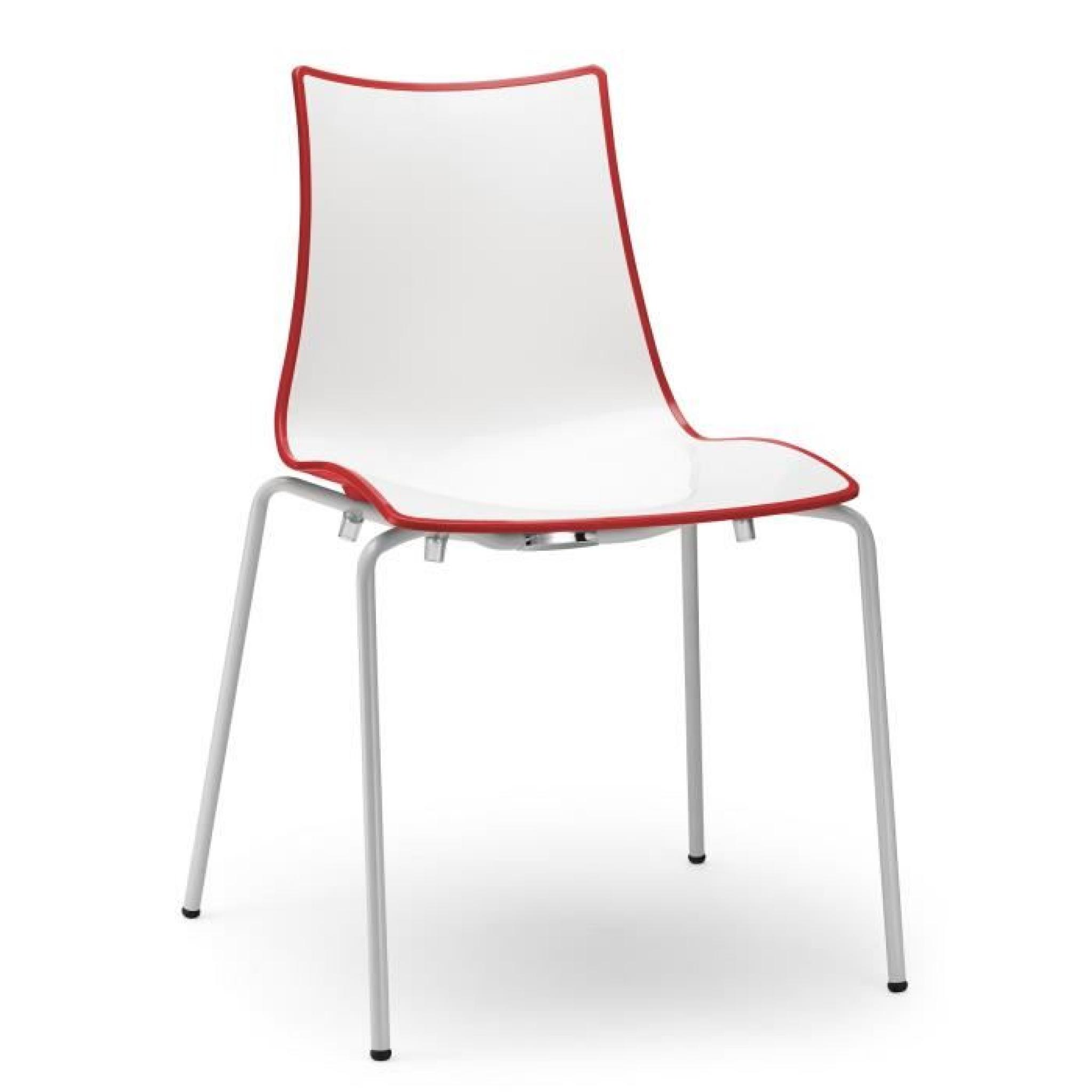 Chaise design blanche et rouge avec pieds blanc…