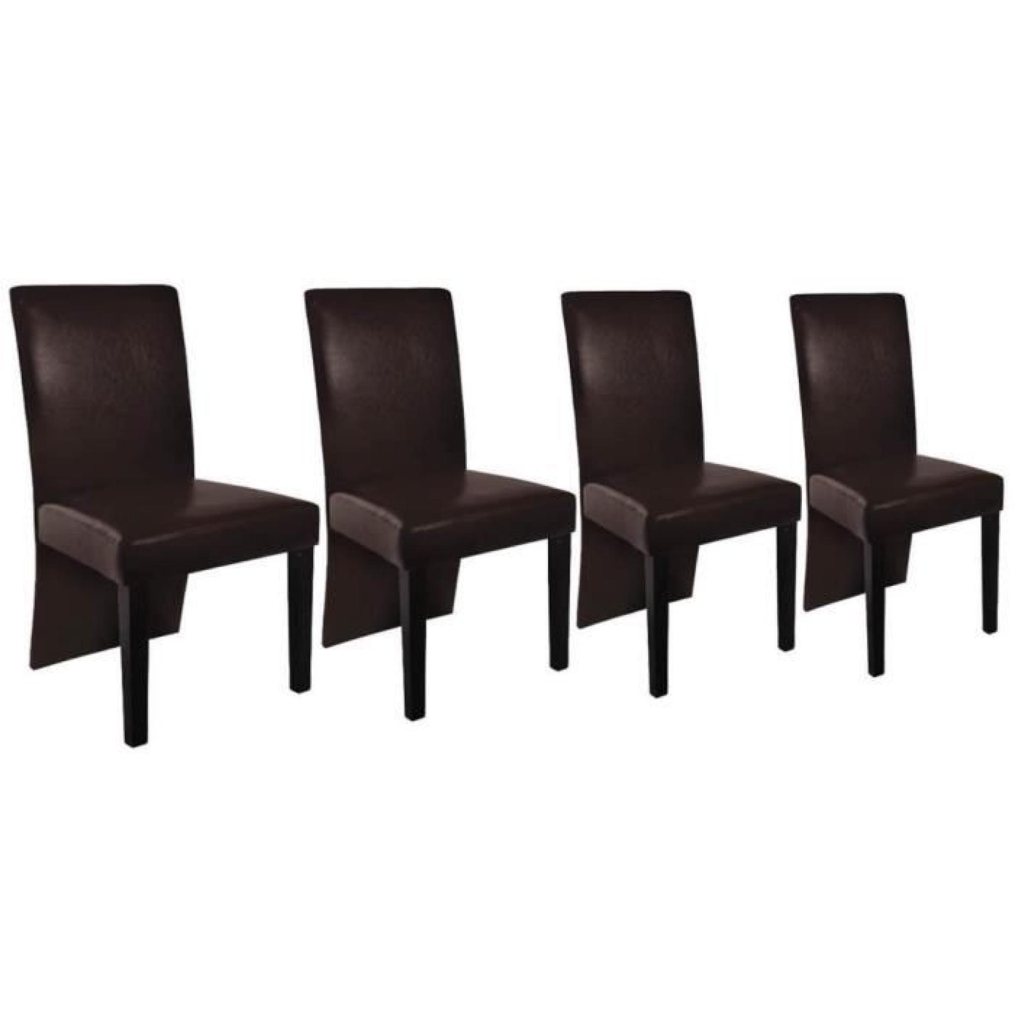 Chaise design bois marron (lot de 4) pas cher