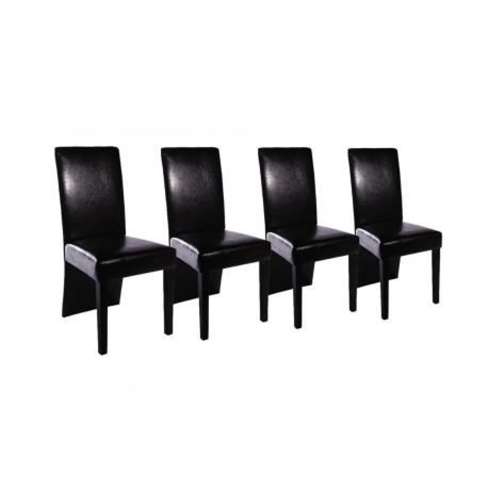 Chaise design bois noir (lot de 4)PU pas cher