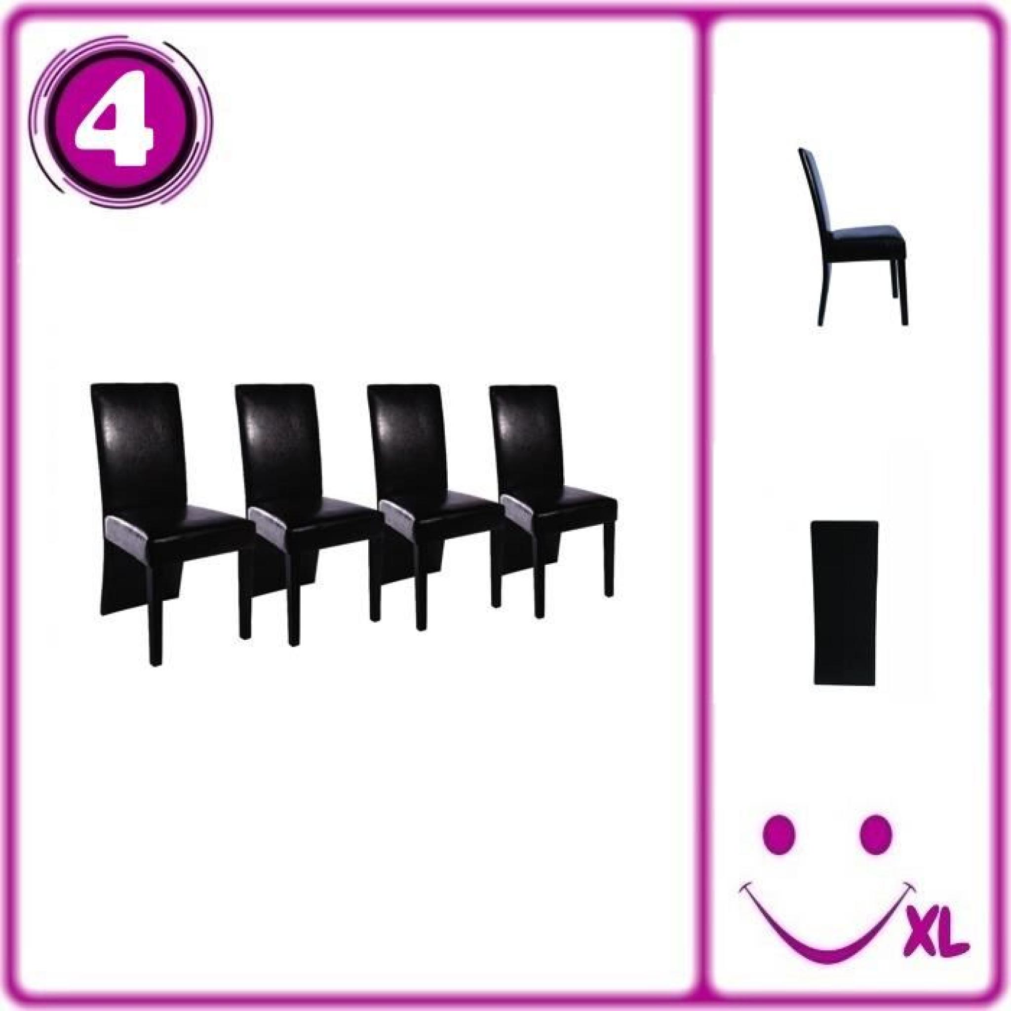 Chaise design bois noir similicuir (lot de 4)