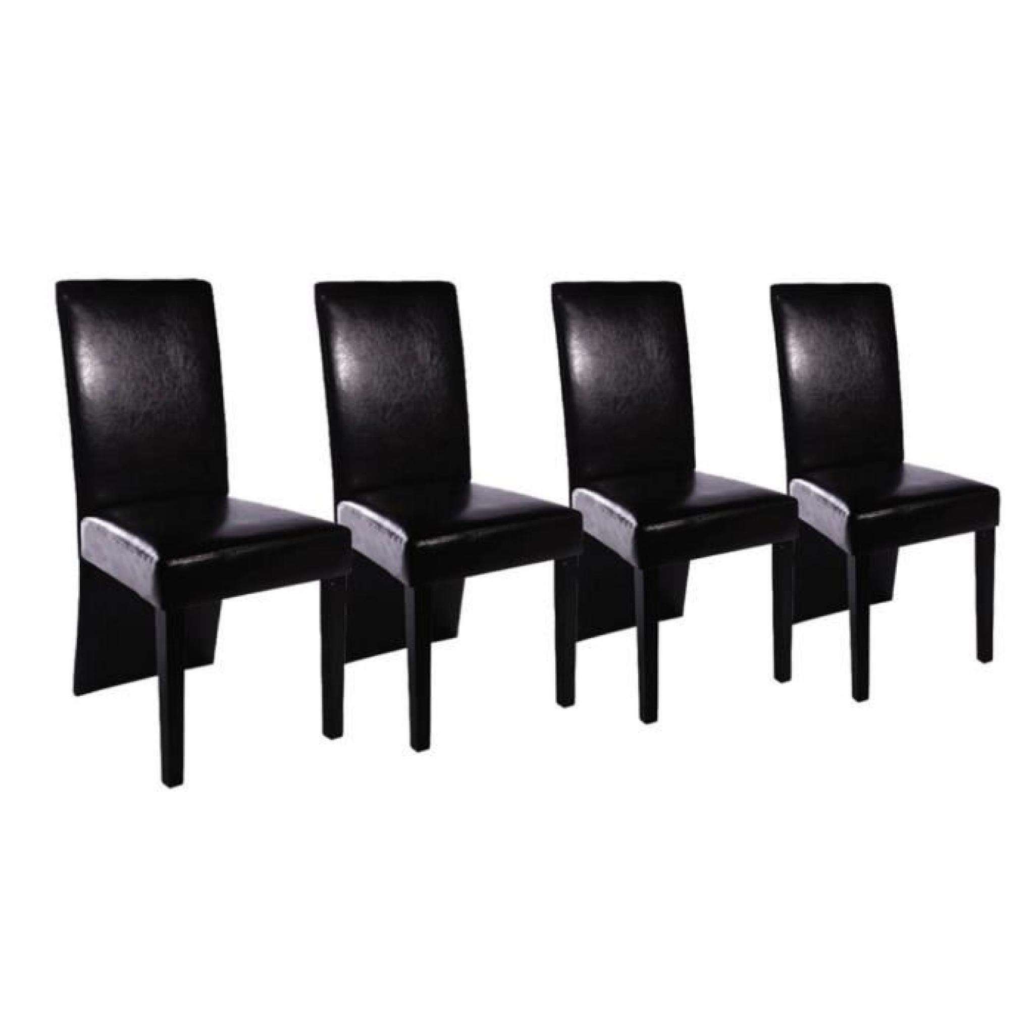 Chaise design bois noir similicuir (lot de 4) pas cher