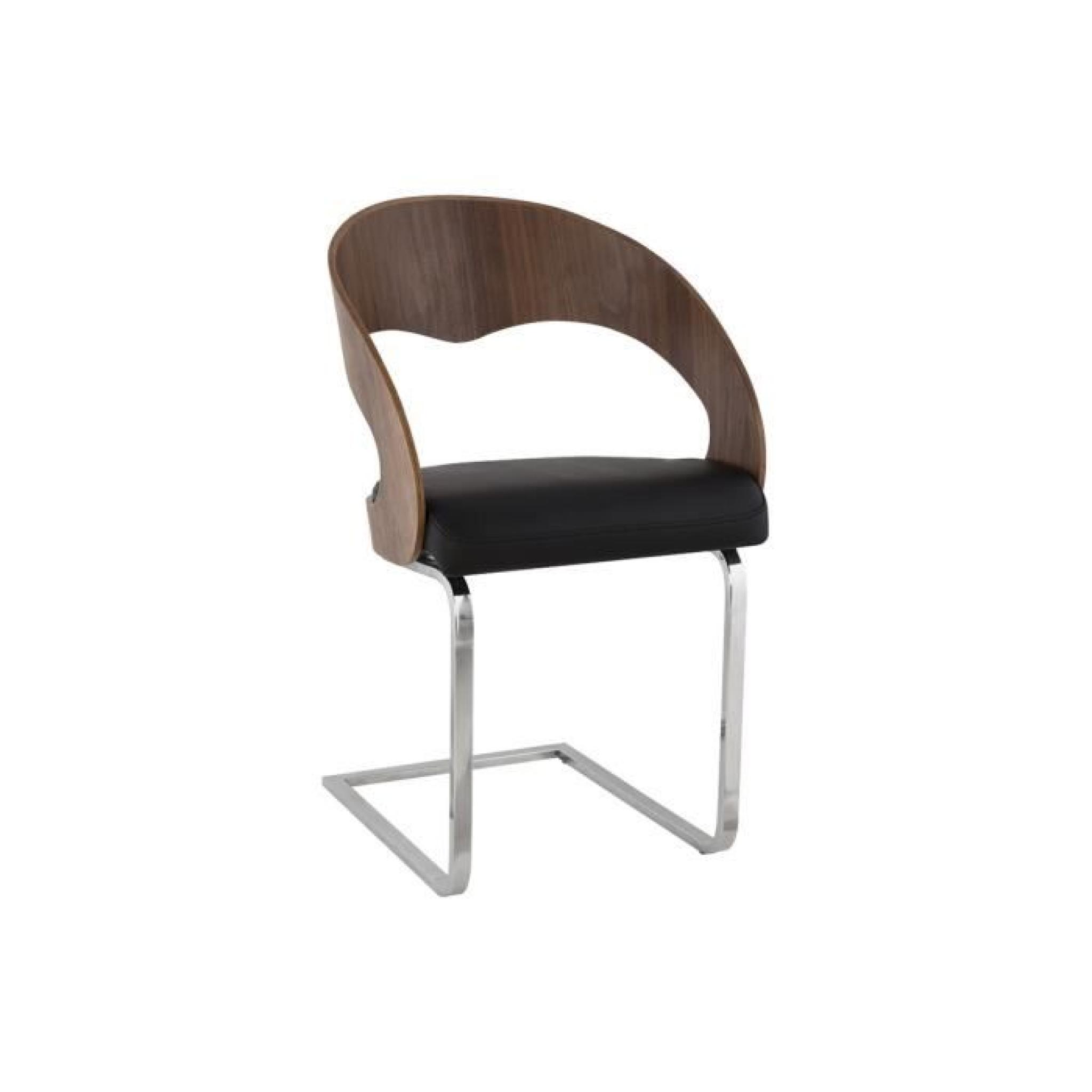 Chaise design bois PU noir/marron FOREST.