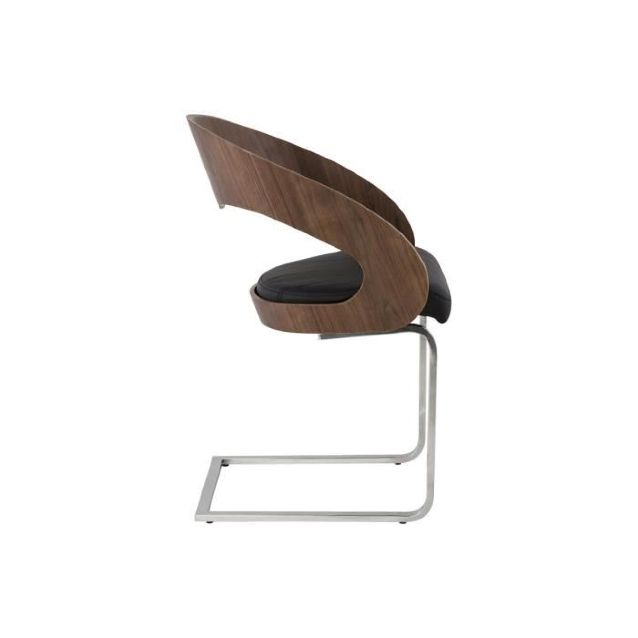 Chaise design bois PU noir/marron FOREST. pas cher