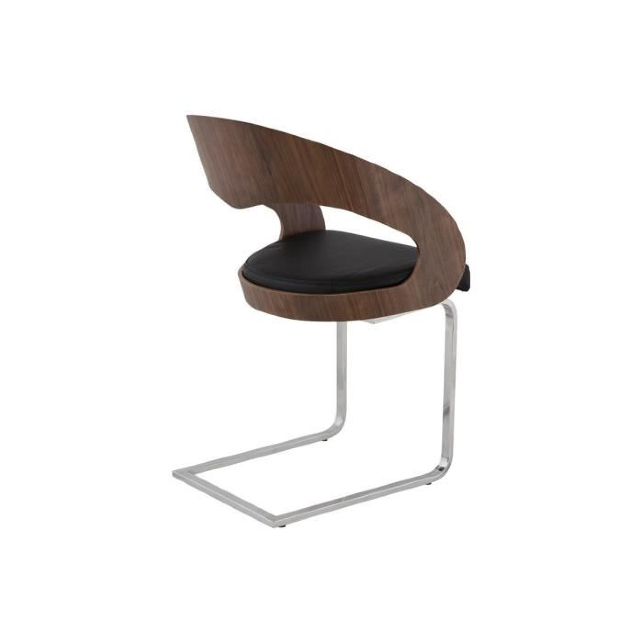 Chaise design bois PU noir/marron FOREST. pas cher
