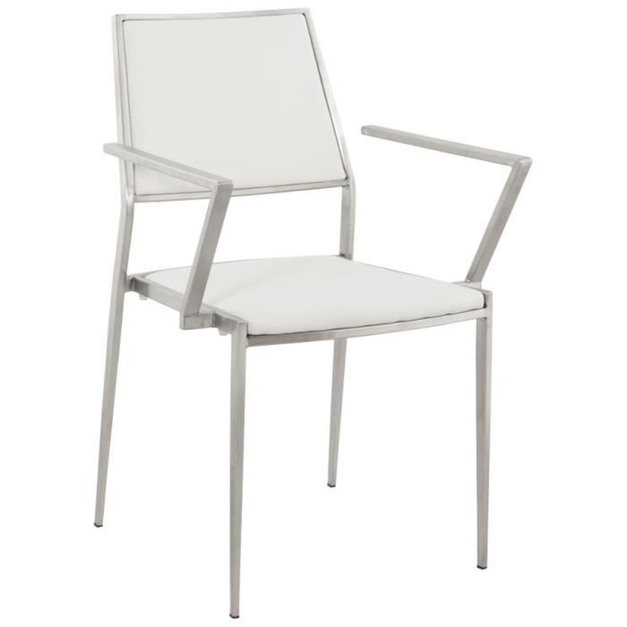 Chaise design 'FLOOR' blanche en inox et PU