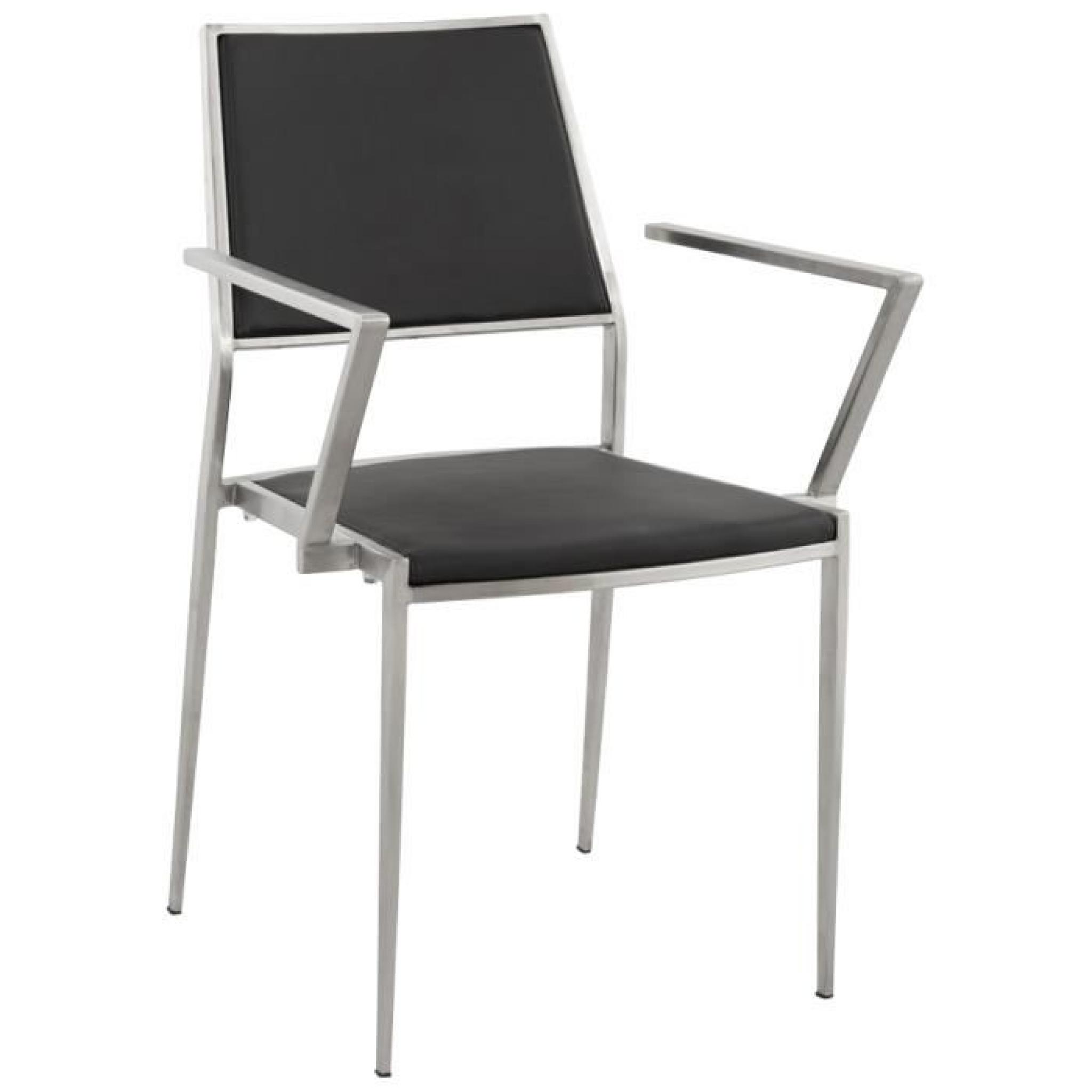 Chaise design 'FLOOR' noire en inox et PU