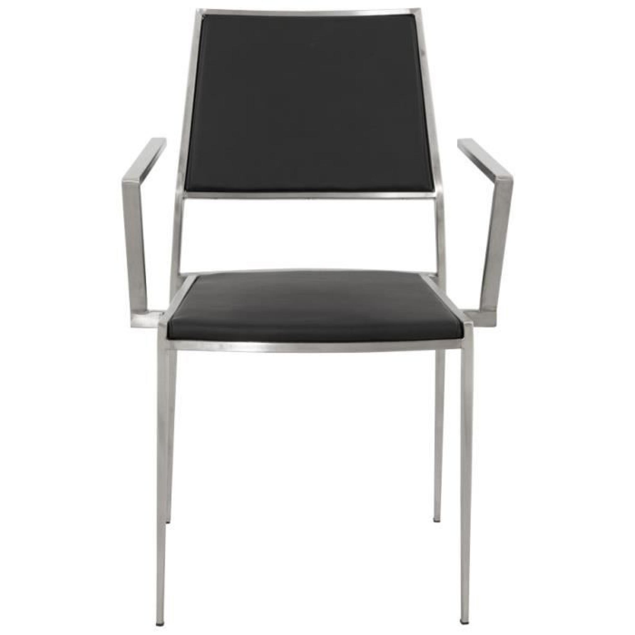 Chaise design FLOOR noire en inox et PU pas cher