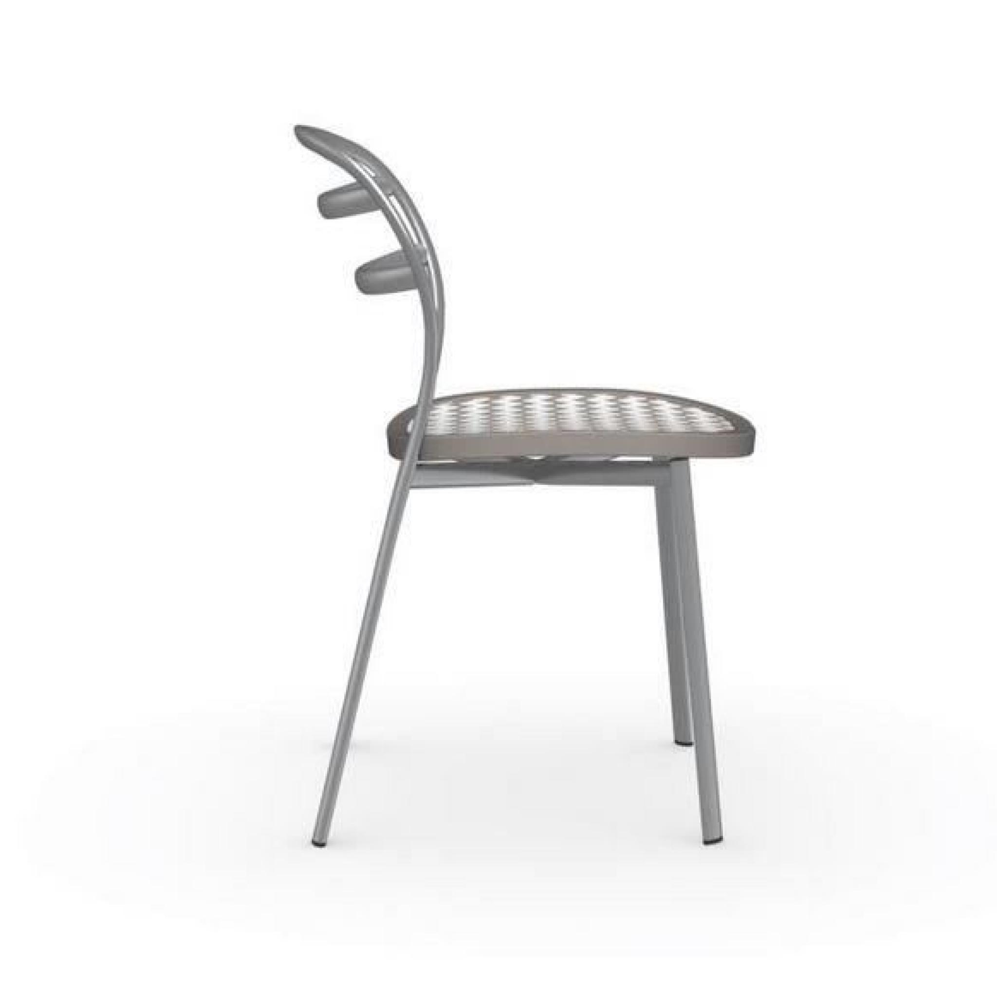 Chaise design GIGA de bistrot grège et acier sa... pas cher