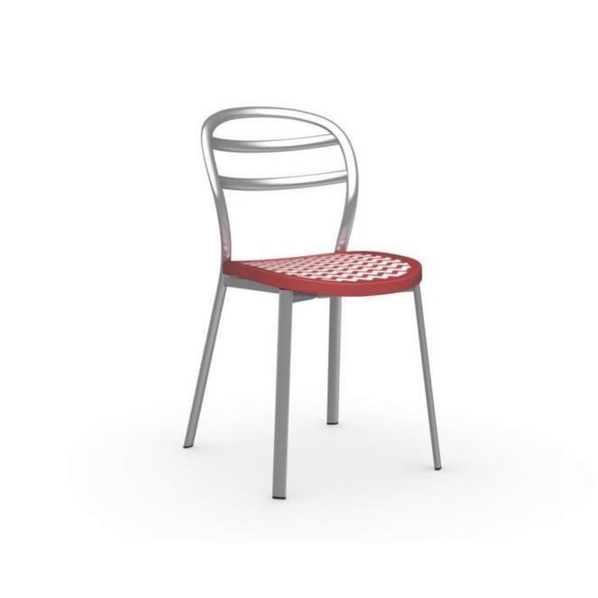 Chaise design GIGA de bistrot rouge et acier sa...