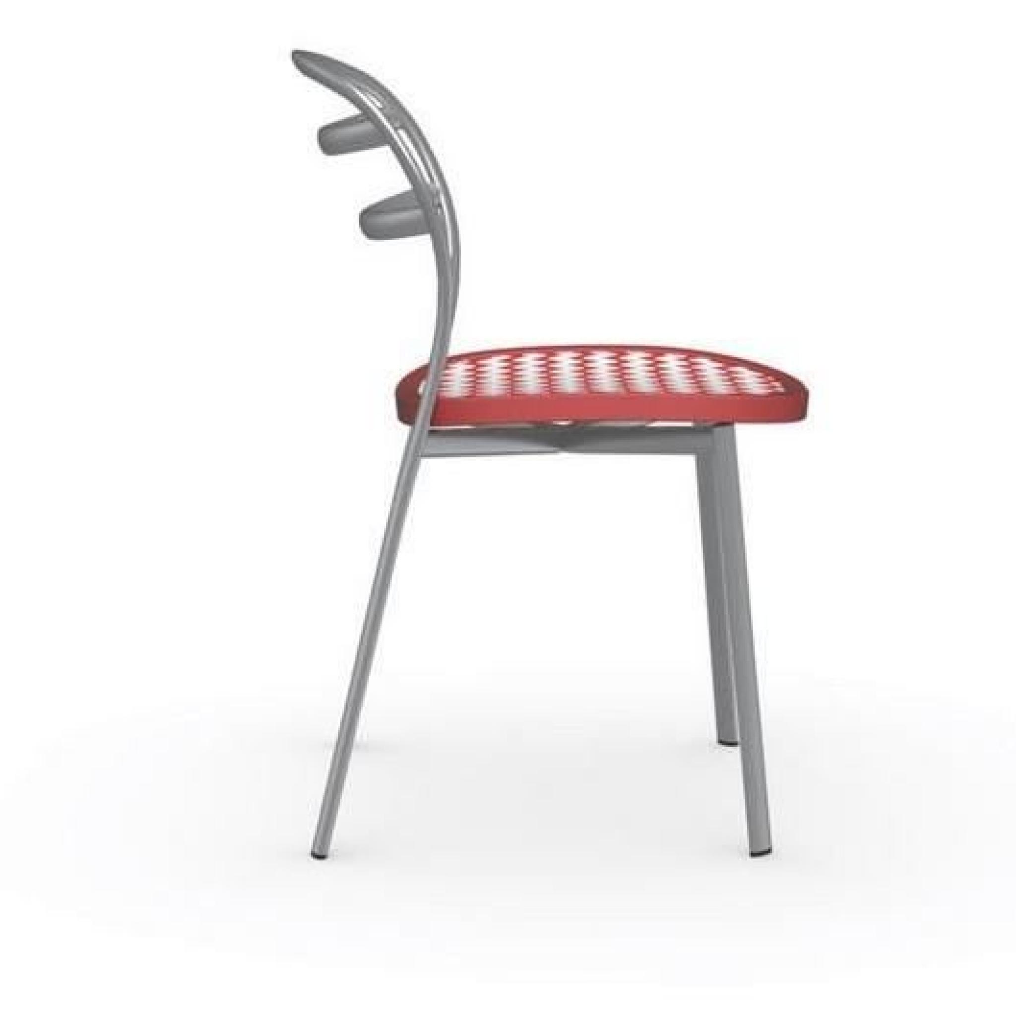 Chaise design GIGA de bistrot rouge et acier sa... pas cher