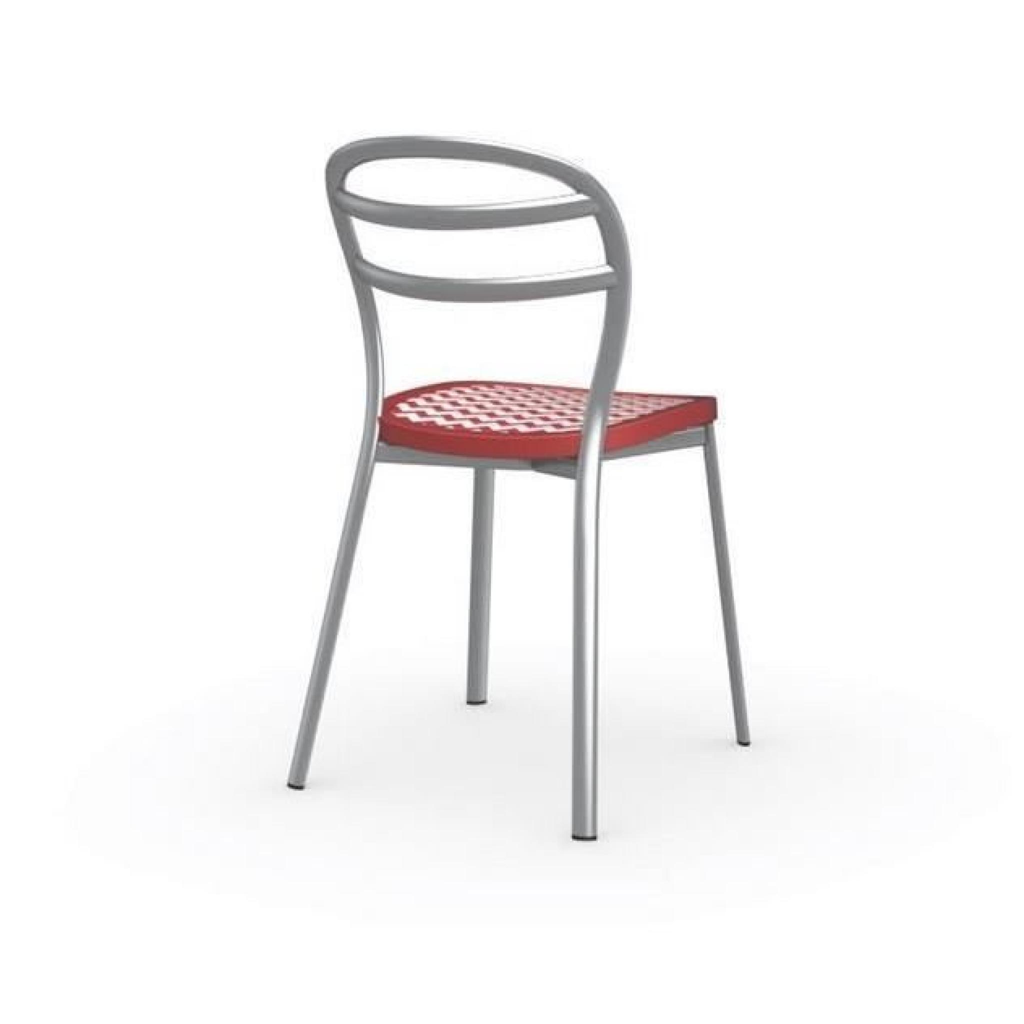 Chaise design GIGA de bistrot rouge et acier sa... pas cher