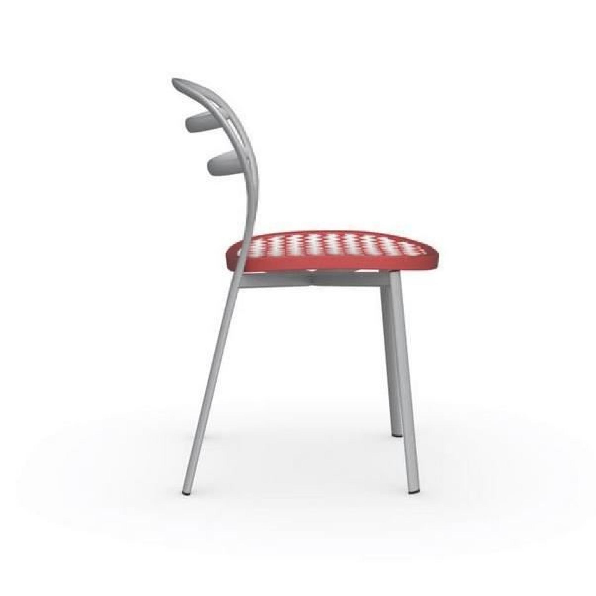 Chaise design GIGA de bistrot rouge et argent o... pas cher