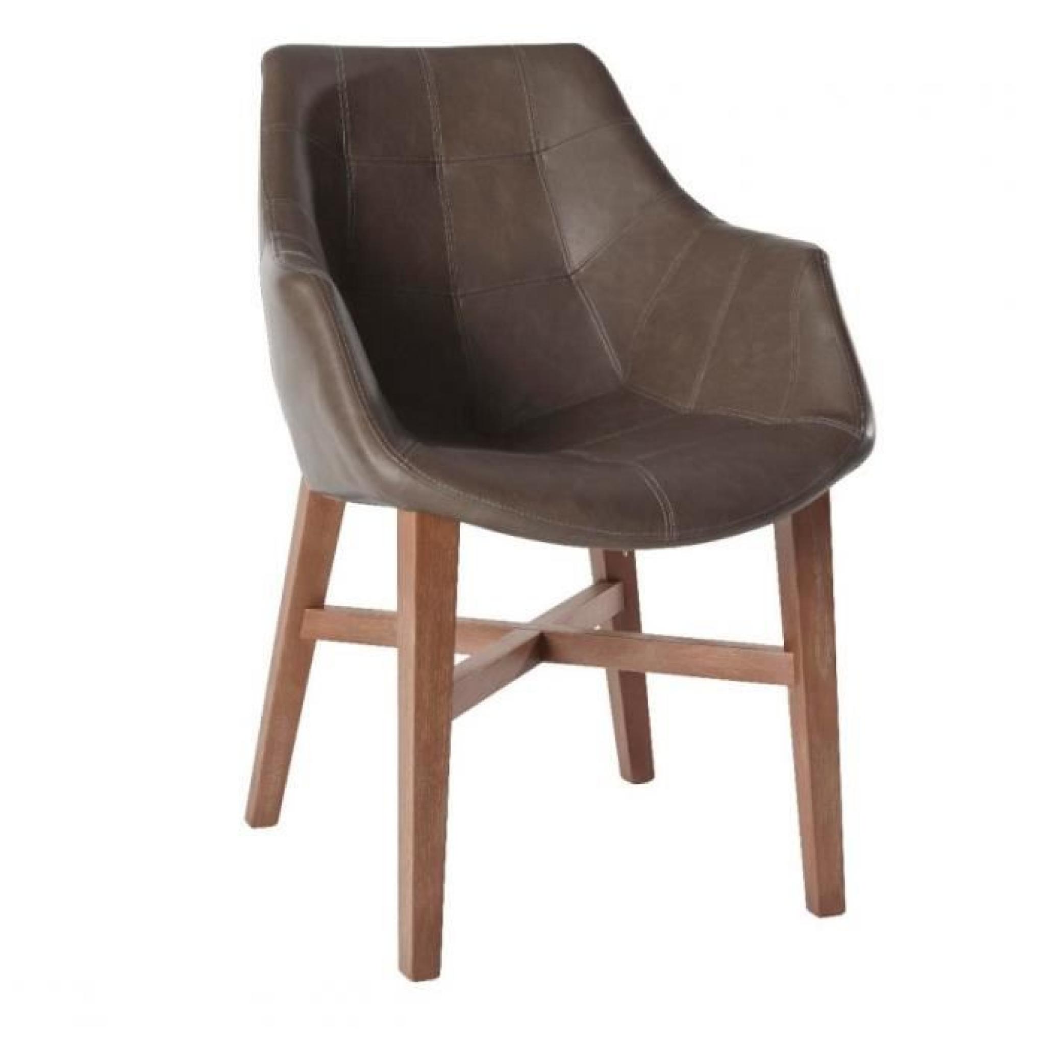 Chaise design HERMES marron en bois massif